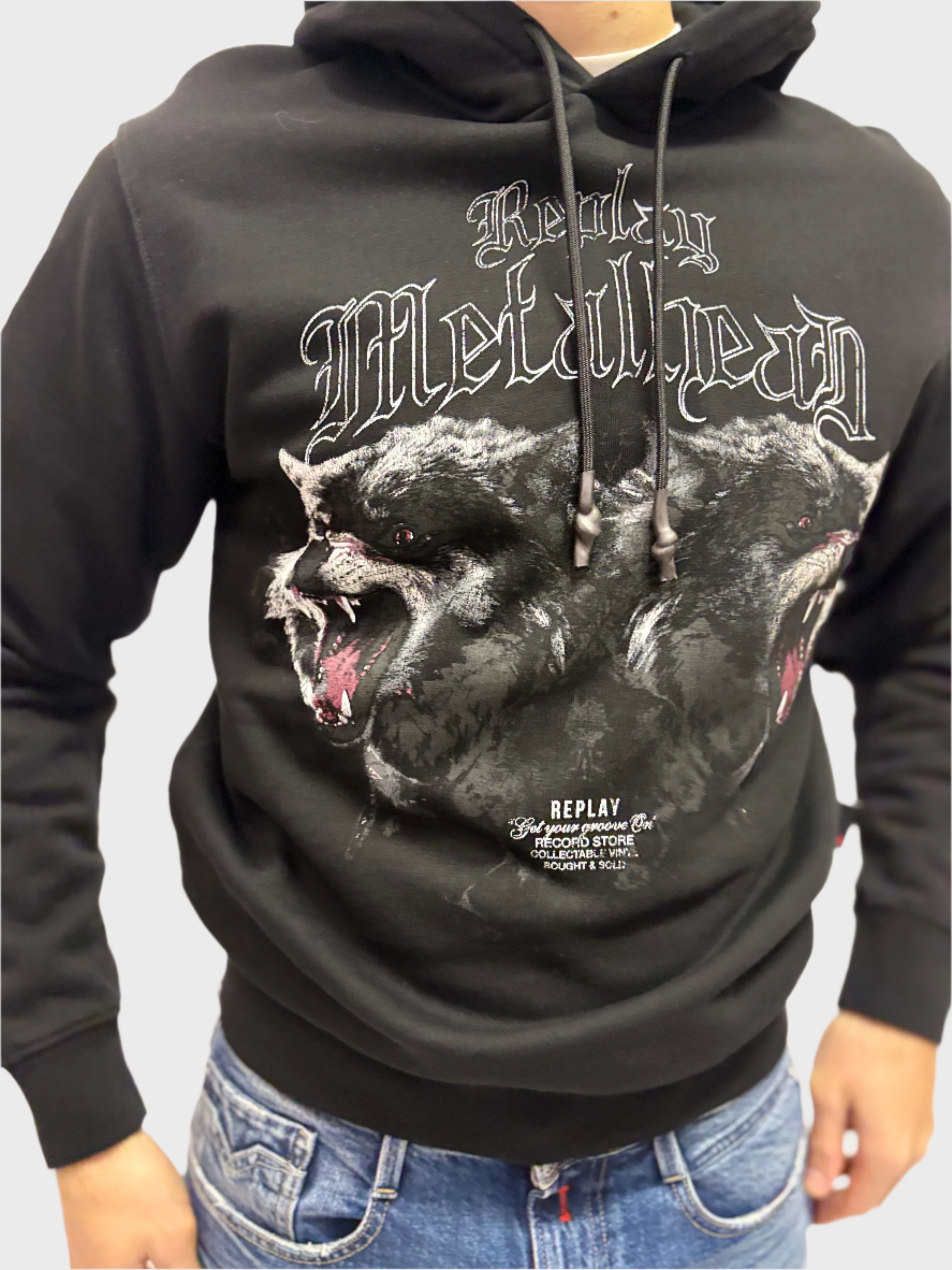 REPLAY PÁNSKA MIKINA S POTLAČOM VLKA 