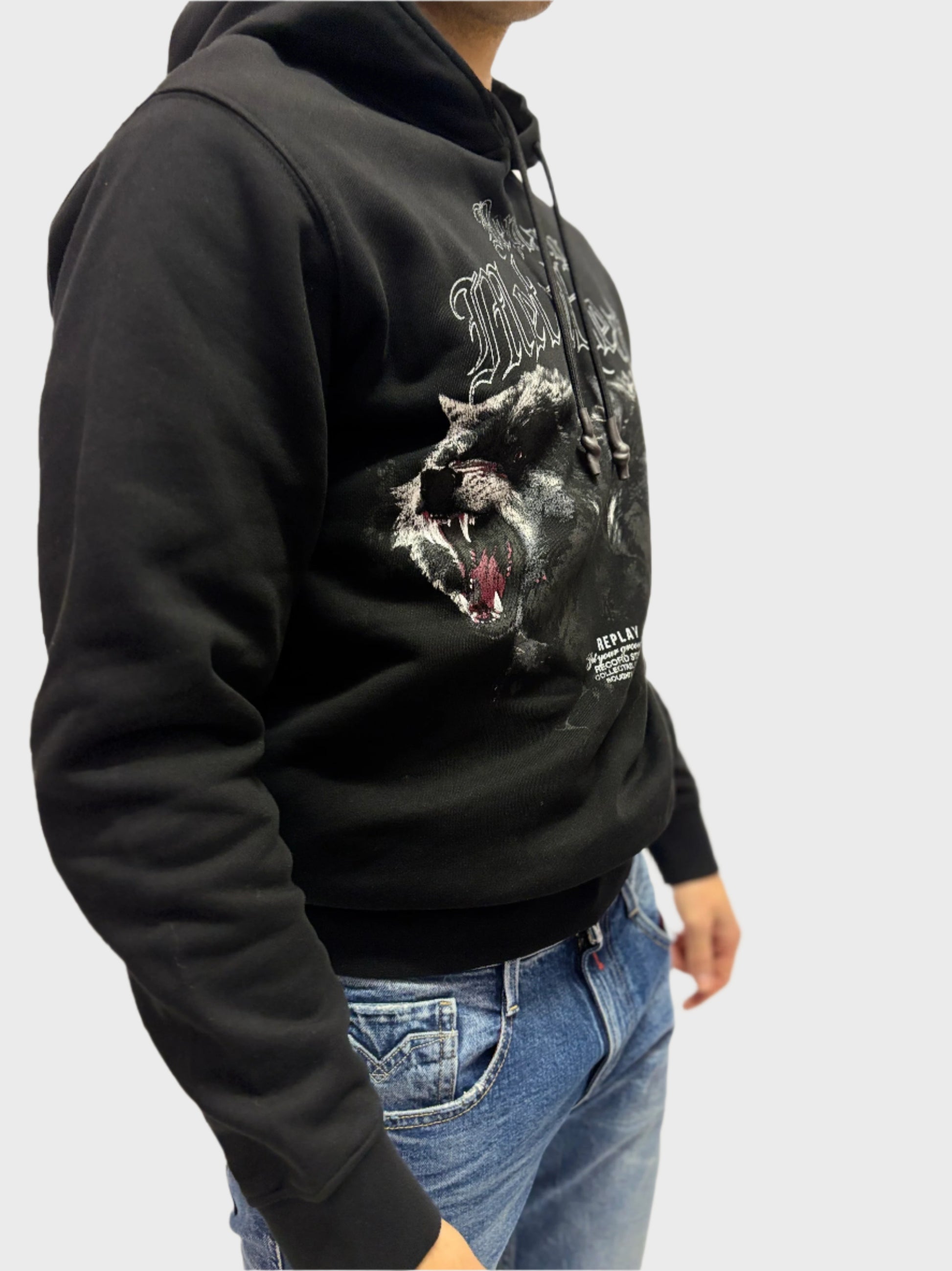 REPLAY PÁNSKÁ MIKINA S POTISKEM VLKA