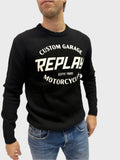 REPLAY MEN'S SWEATER WITH MOTORCYCLE MOTIF