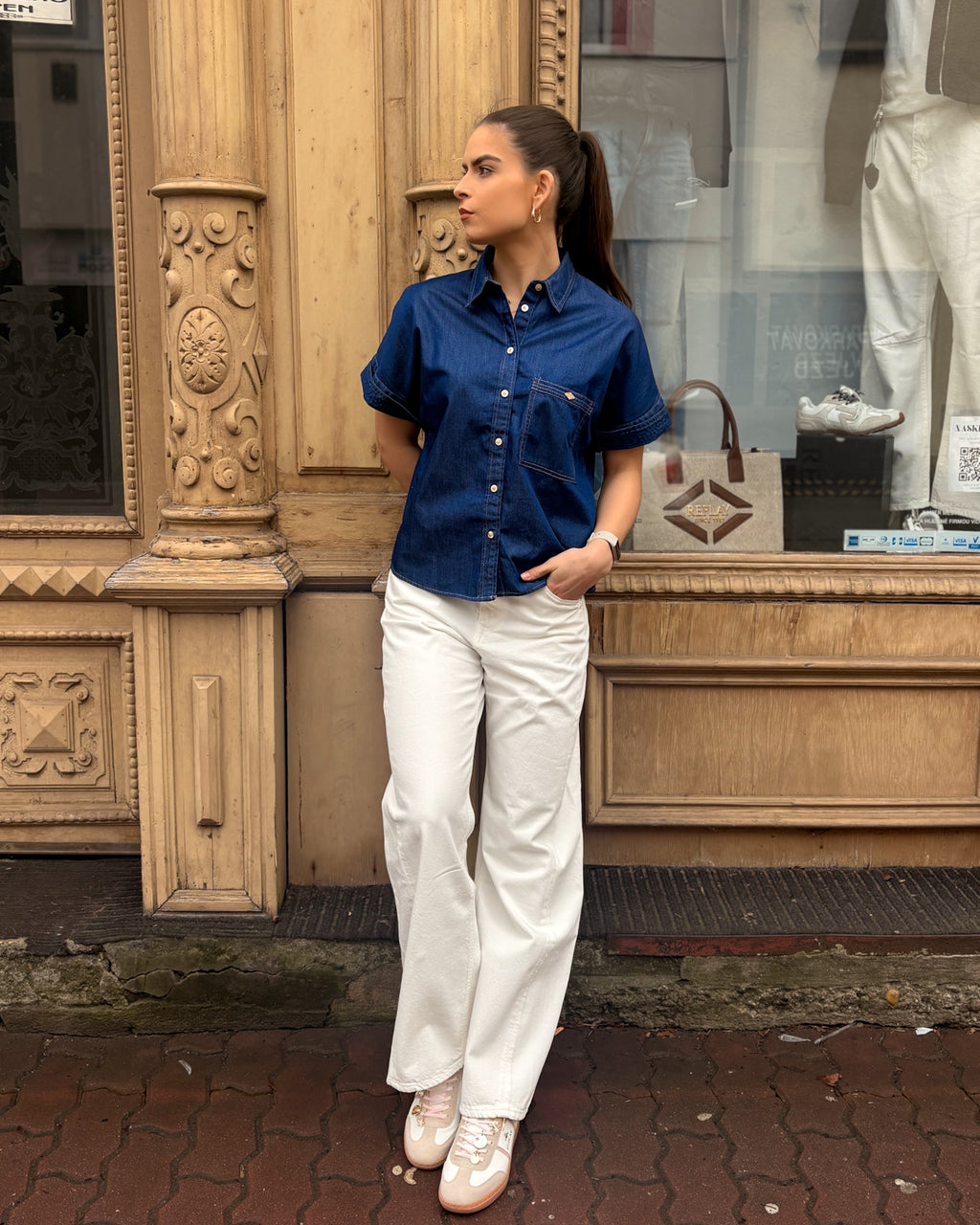 REPLAY WOMEN'S DARK DENIM SHIRT