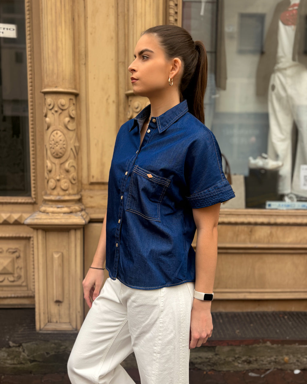 REPLAY WOMEN'S DARK DENIM SHIRT