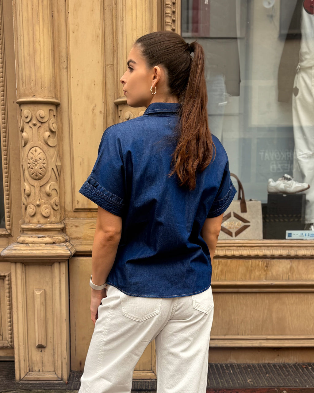 REPLAY WOMEN'S DARK DENIM SHIRT