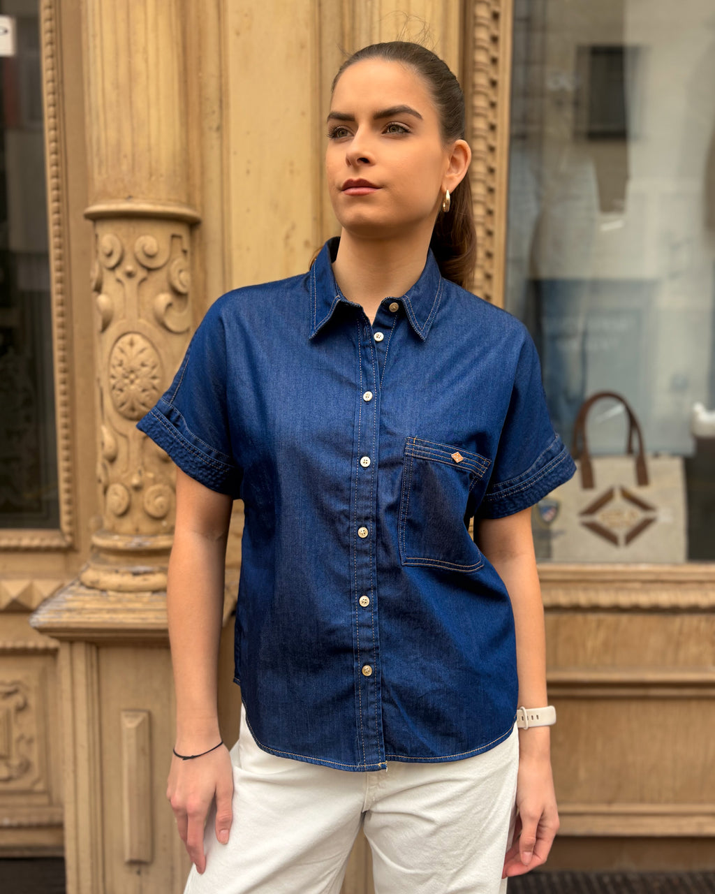 REPLAY WOMEN'S DARK DENIM SHIRT