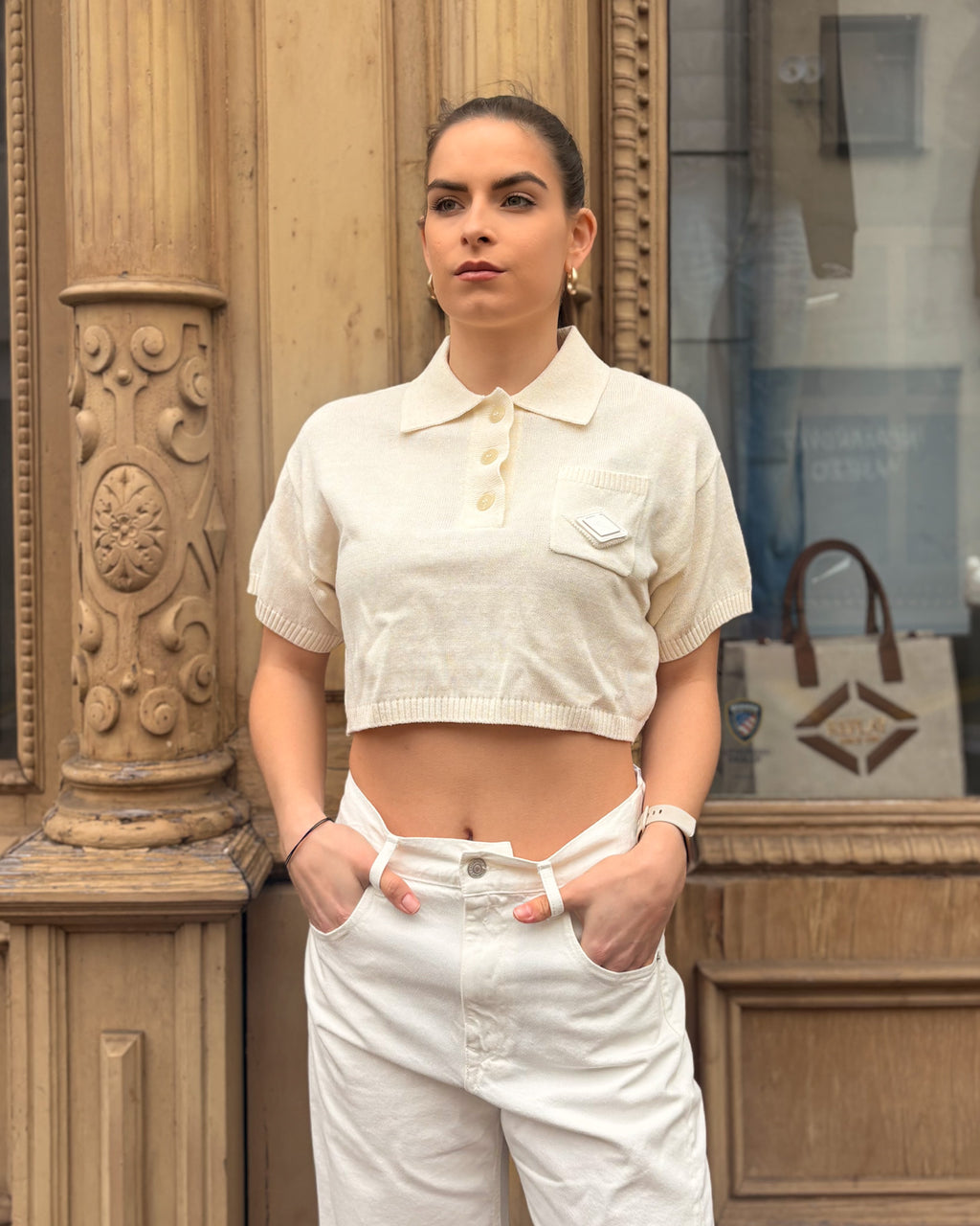 DÁMSKÉ ZKRÁCENÉ TRIČKO REPLAY Z ÚPLETU