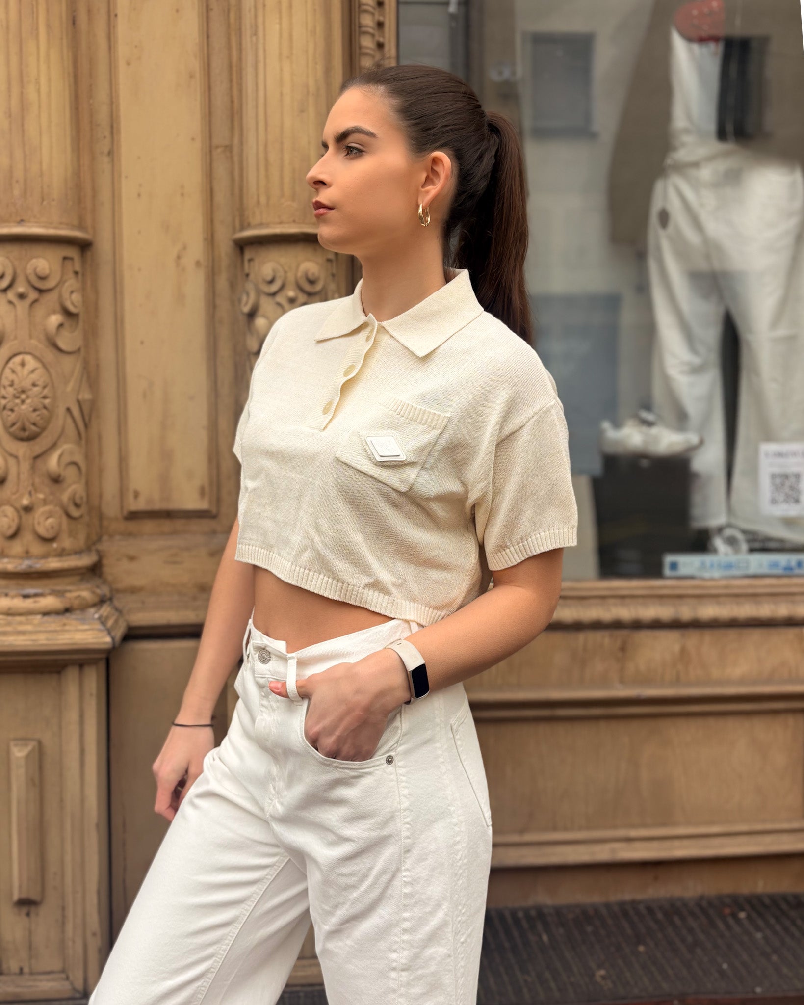 DÁMSKÉ ZKRÁCENÉ TRIČKO REPLAY Z ÚPLETU