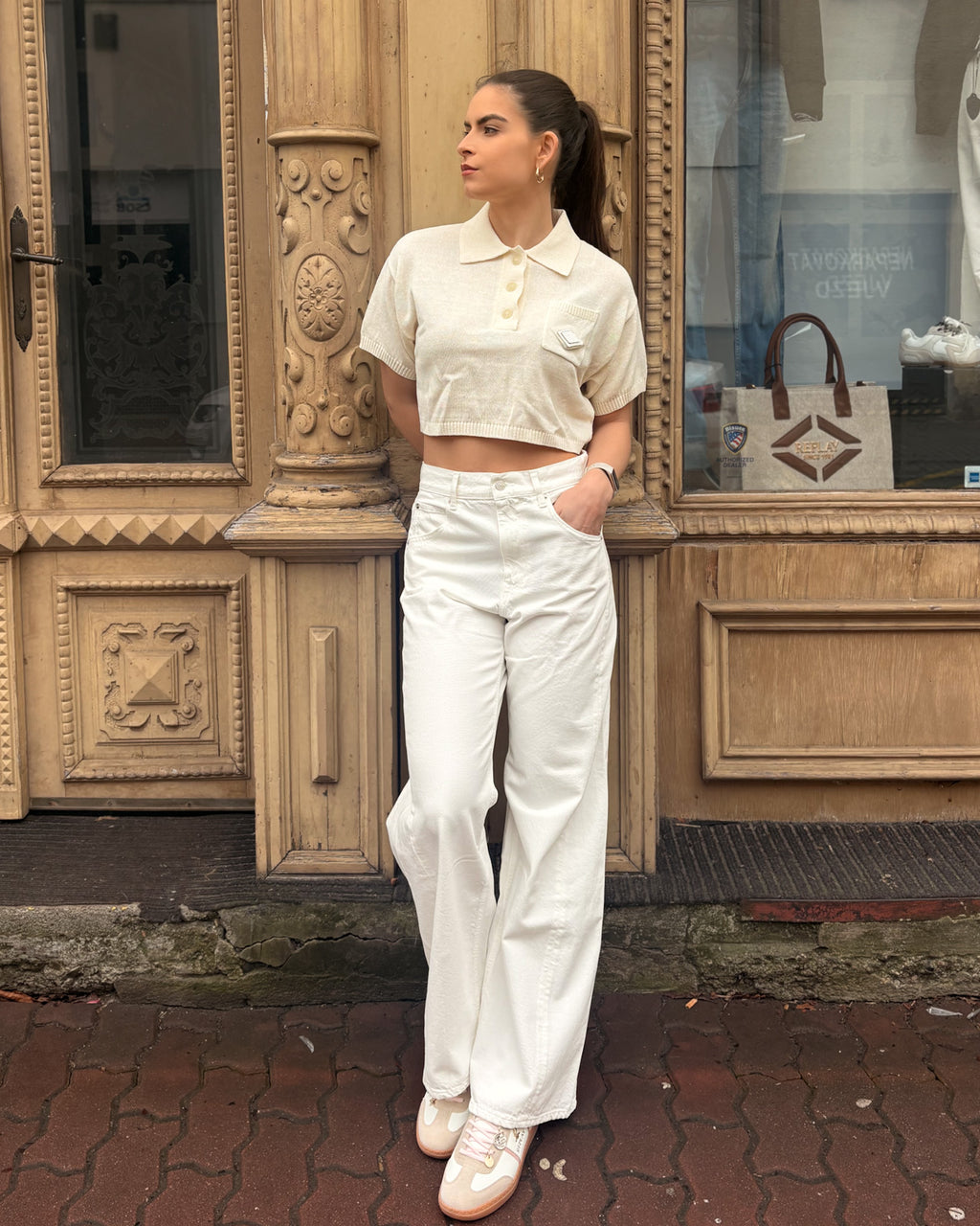 DÁMSKÉ ZKRÁCENÉ TRIČKO REPLAY Z ÚPLETU