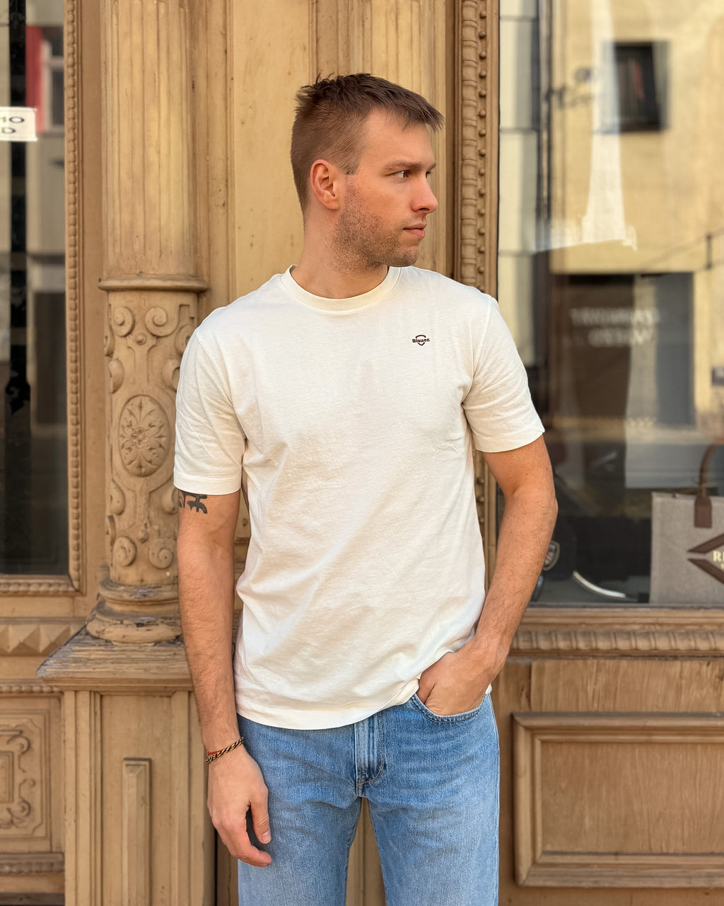 PÁNSKÉ BASIC TRIČKO BLAUER S KULATÝM VÝSTŘIHEM