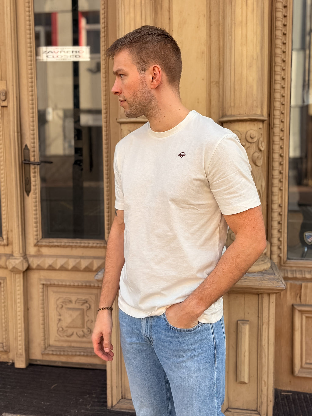 PÁNSKÉ BASIC TRIČKO BLAUER S KULATÝM VÝSTŘIHEM