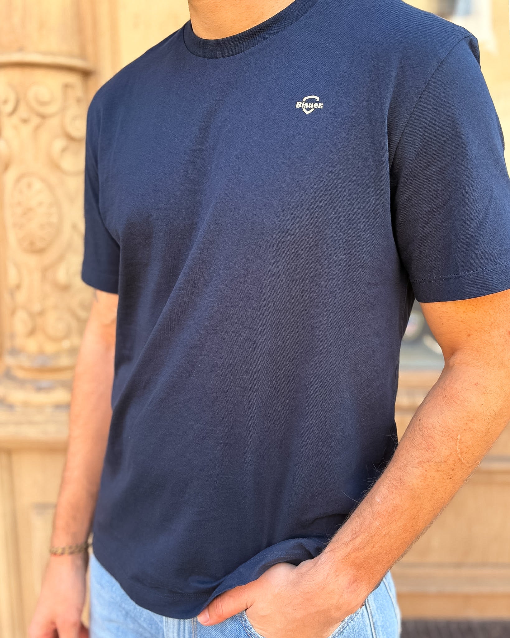 PÁNSKÉ BASIC TRIČKO BLAUER S KULATÝM VÝSTŘIHEM