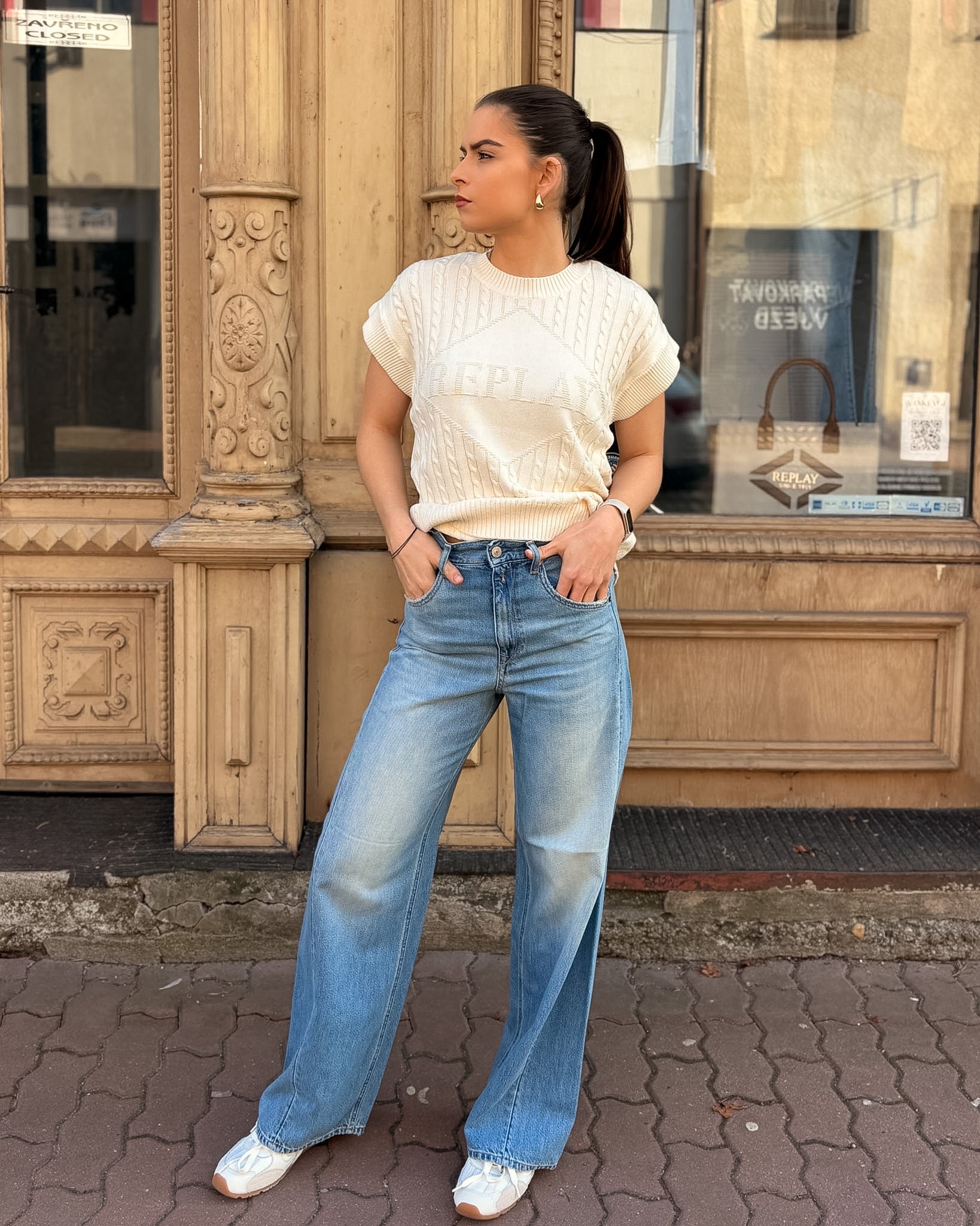 DÁMSKÉ DŽÍNY REPLAY BAGGY-FIT STŘIHU NARJA