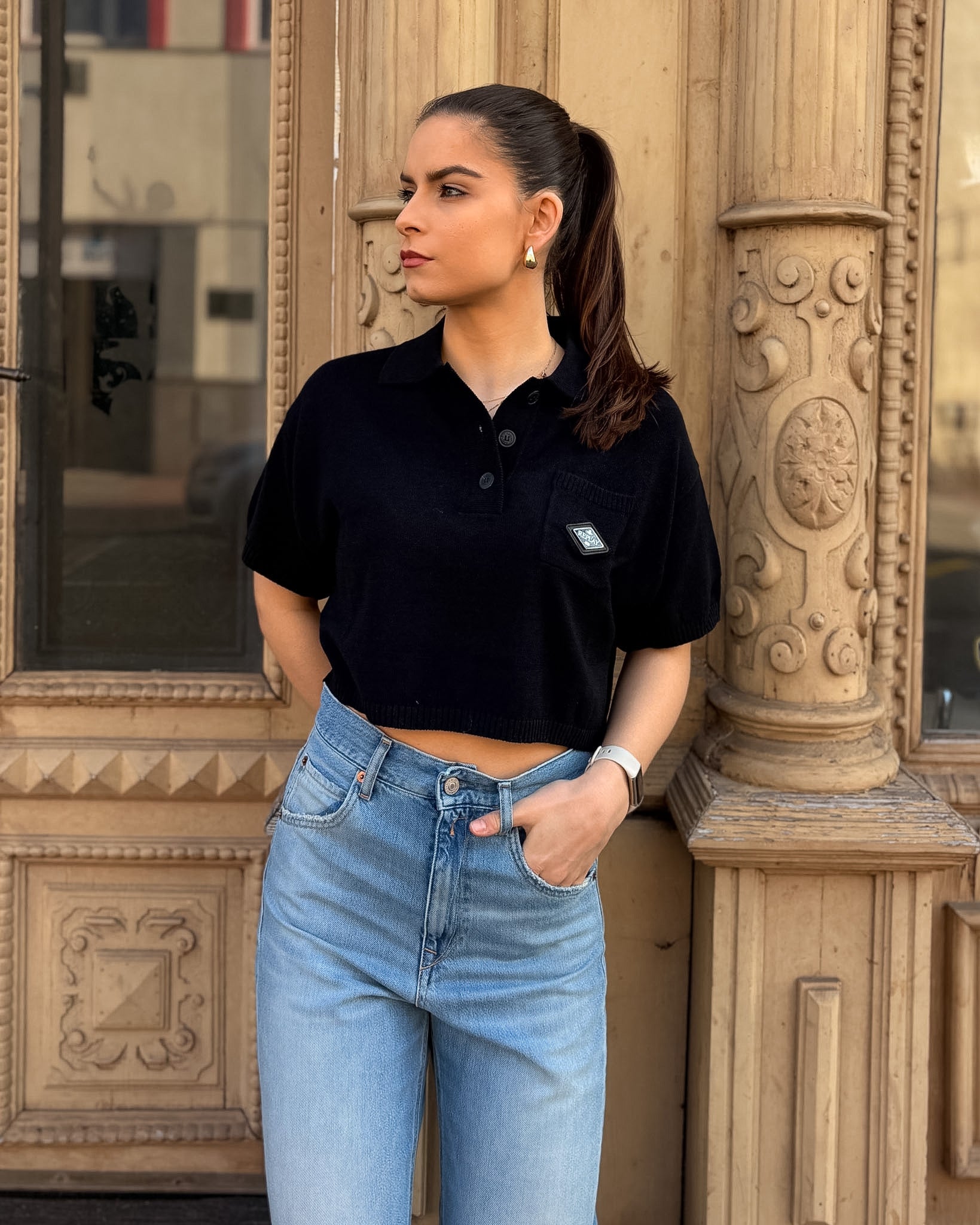 DÁMSKÉ ZKRÁCENÉ TRIČKO REPLAY Z ÚPLETU