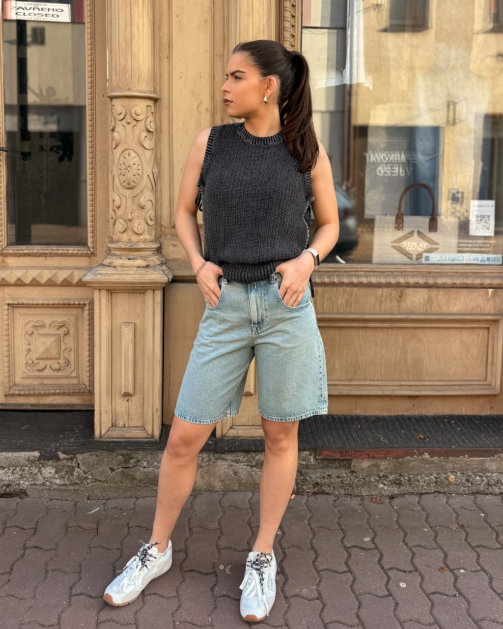 DÁMSKÉ DŽÍNOVÉ ŠORTKY REPLAY STRAIGHT-FIT