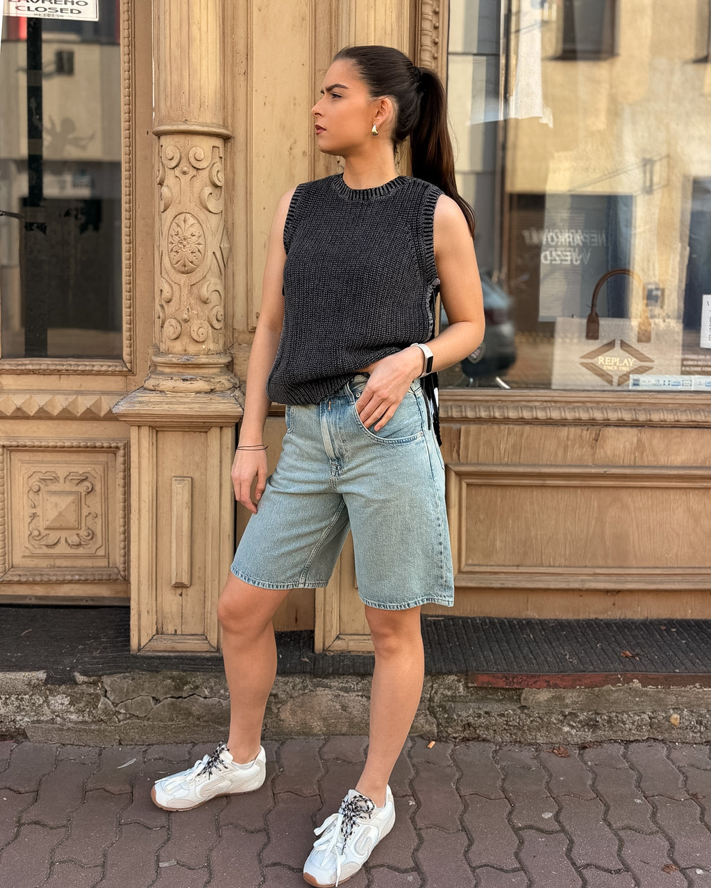 DÁMSKÉ DŽÍNOVÉ ŠORTKY REPLAY STRAIGHT-FIT