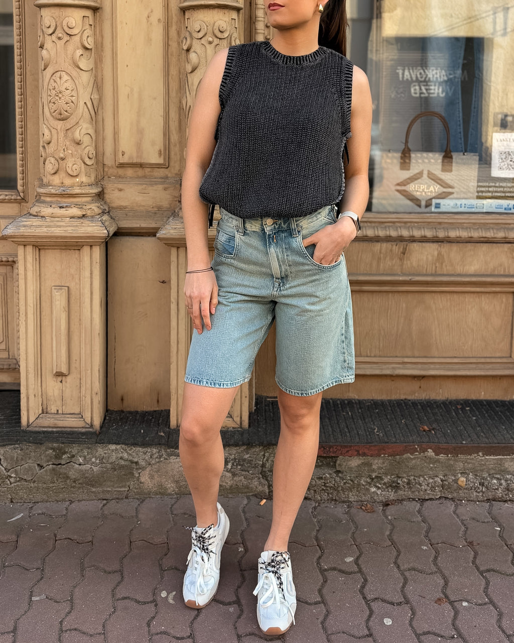 DÁMSKÉ DŽÍNOVÉ ŠORTKY REPLAY STRAIGHT-FIT