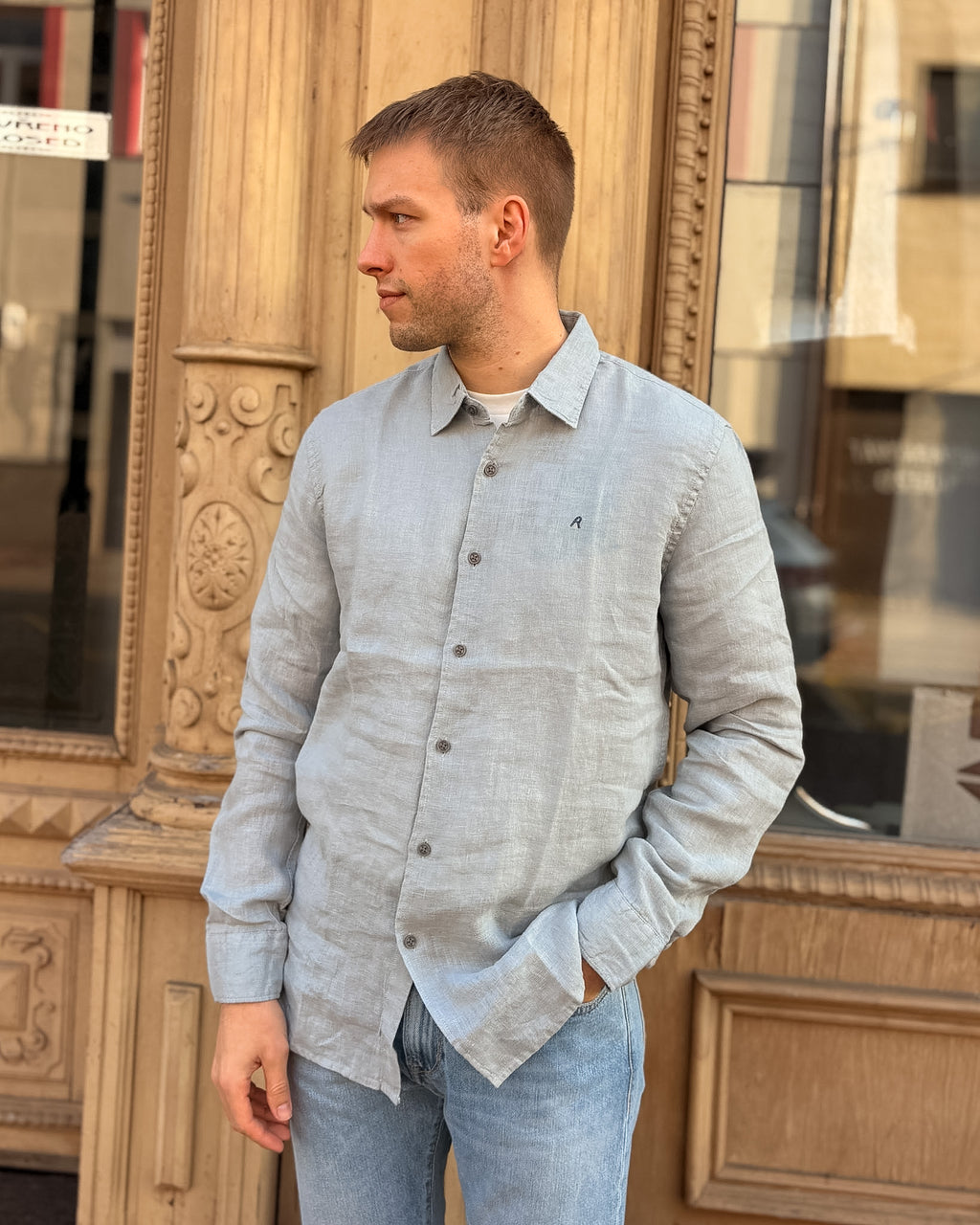 PÁNSKÁ KOŠILE REPLAY REGULAR-FIT Z ČISTÉHO LNU 