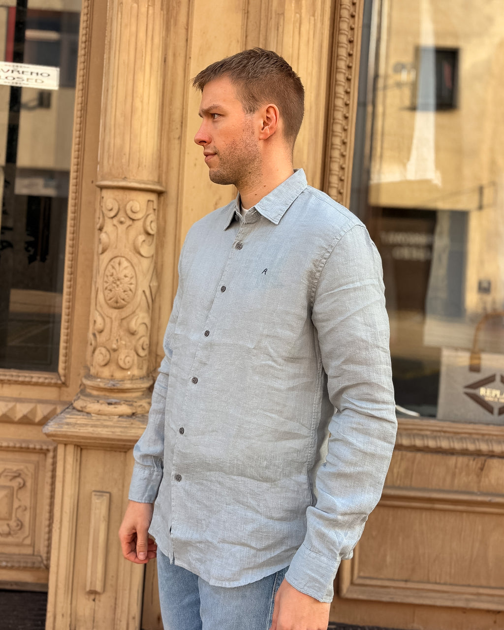 PÁNSKÁ KOŠILE REPLAY REGULAR-FIT Z ČISTÉHO LNU 