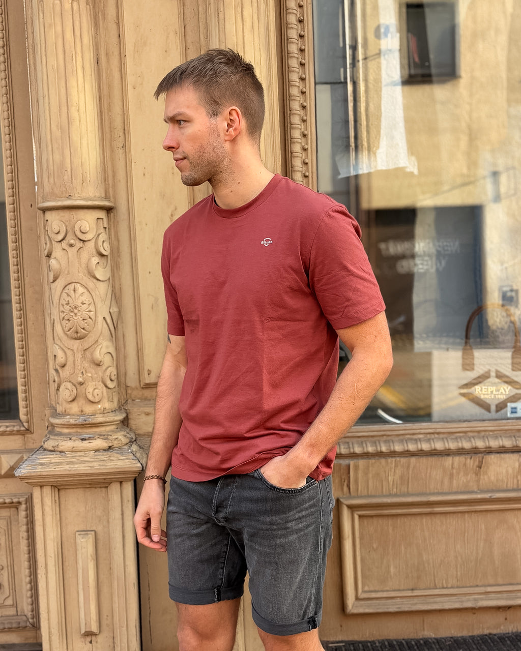 PÁNSKÉ BASIC TRIČKO BLAUER S KULATÝM VÝSTŘIHEM