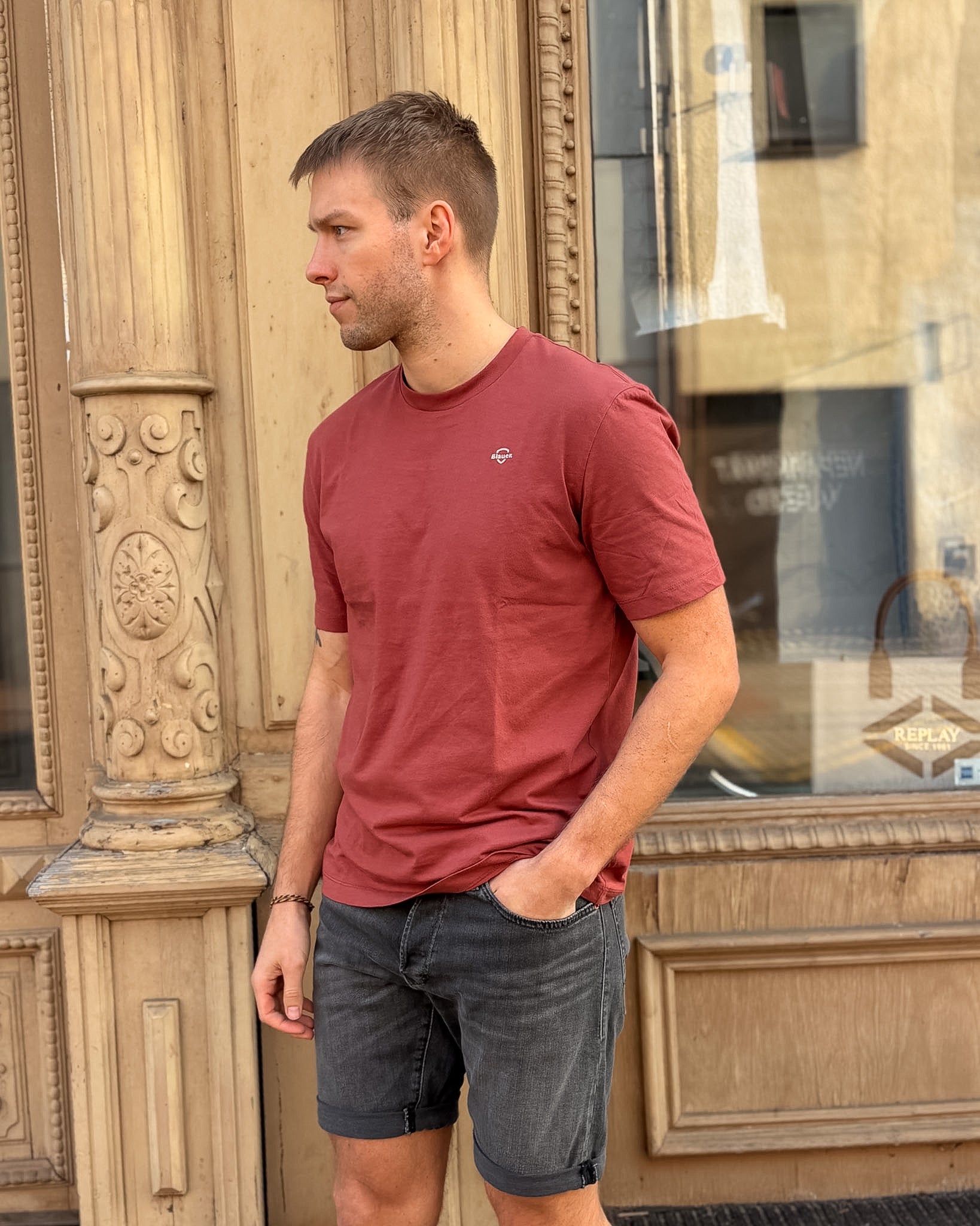 PÁNSKÉ BASIC TRIČKO BLAUER S KULATÝM VÝSTŘIHEM