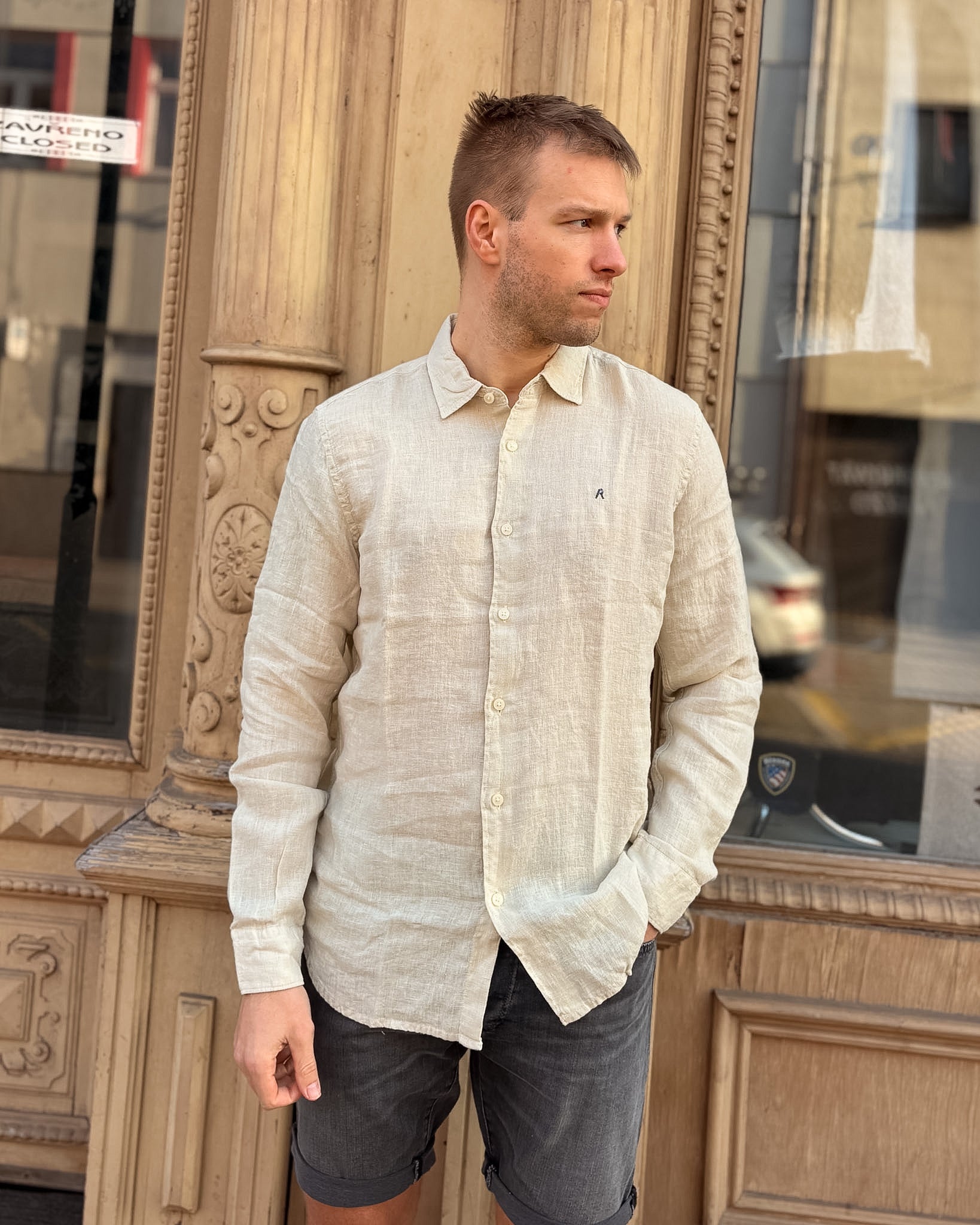 PÁNSKÁ KOŠILE REPLAY REGULAR-FIT Z ČISTÉHO LNU 