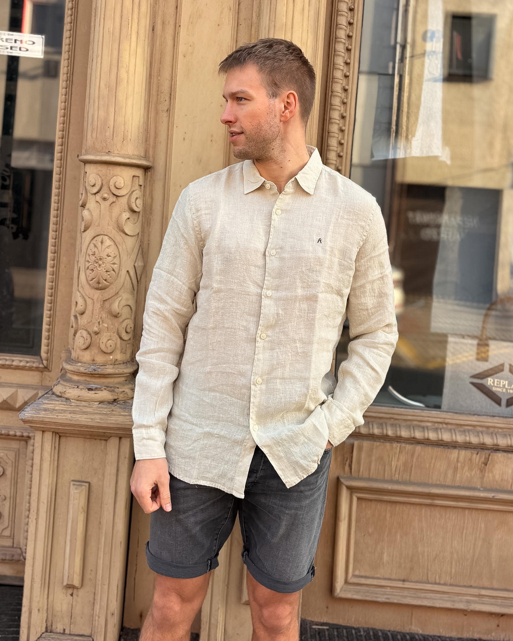 PÁNSKÁ KOŠILE REPLAY REGULAR-FIT Z ČISTÉHO LNU 
