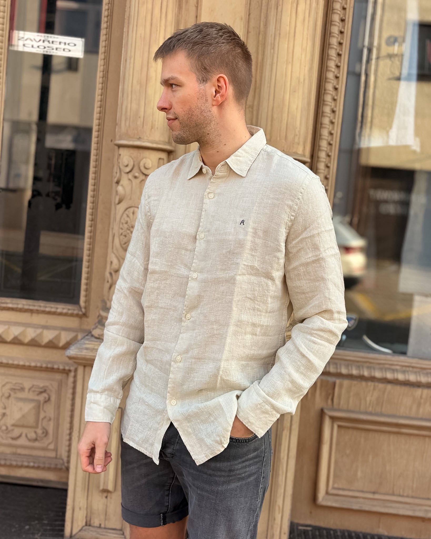 PÁNSKÁ KOŠILE REPLAY REGULAR-FIT Z ČISTÉHO LNU 