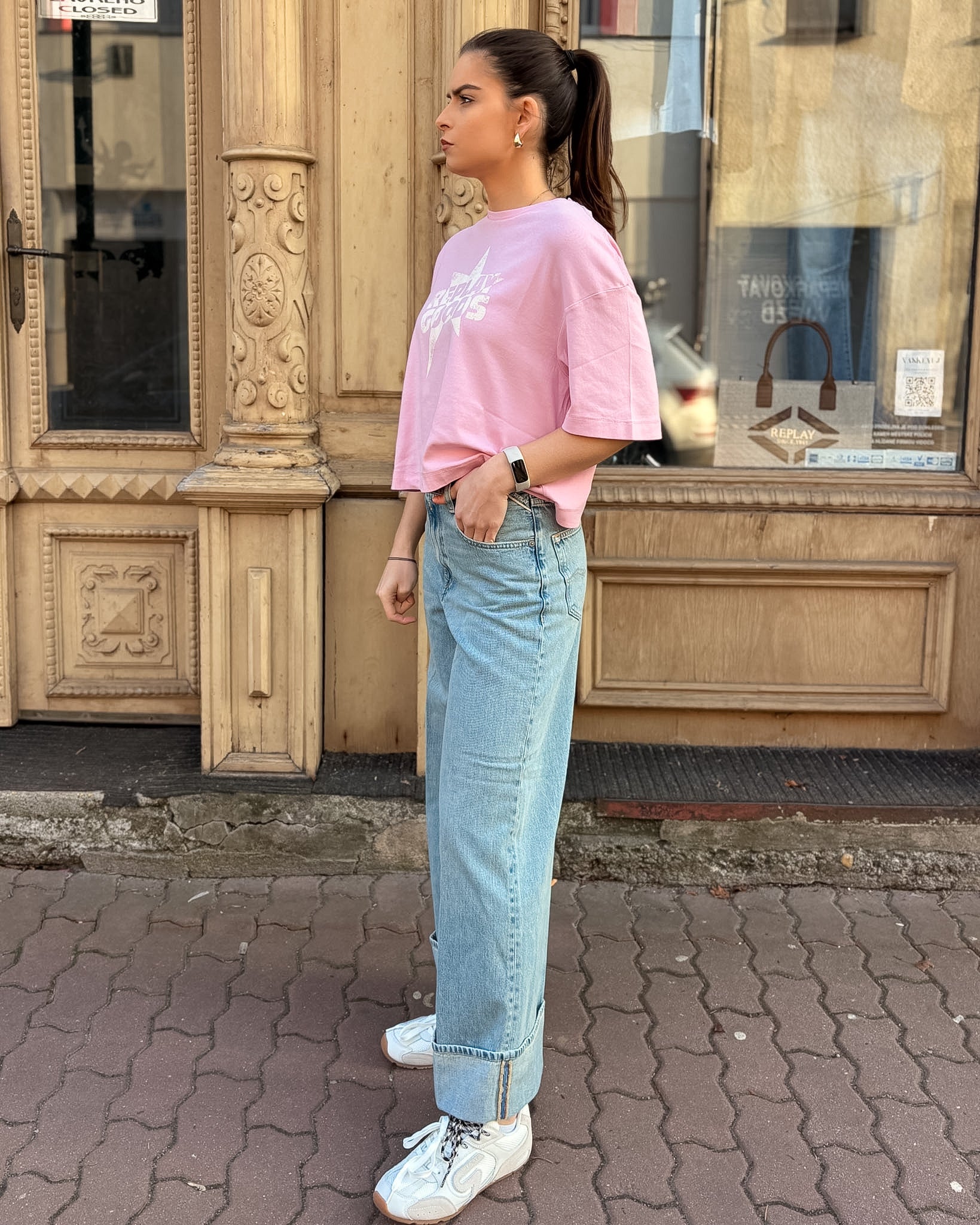 DÁMSKÉ DŽÍNY REPLAY NALAJA ŠIROKÉHO STŘIHU 