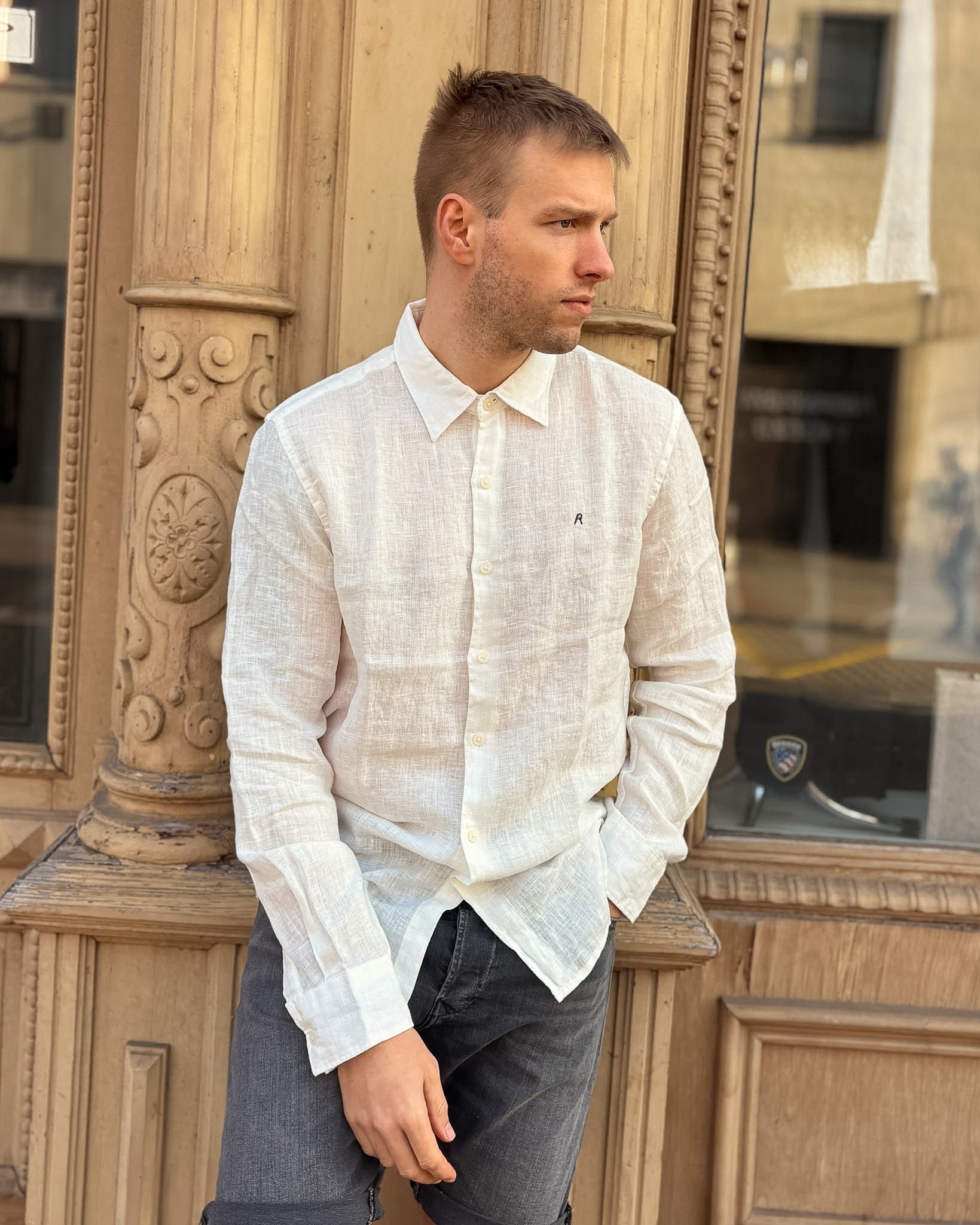 PÁNSKÁ KOŠILE REPLAY REGULAR-FIT Z ČISTÉHO LNU 