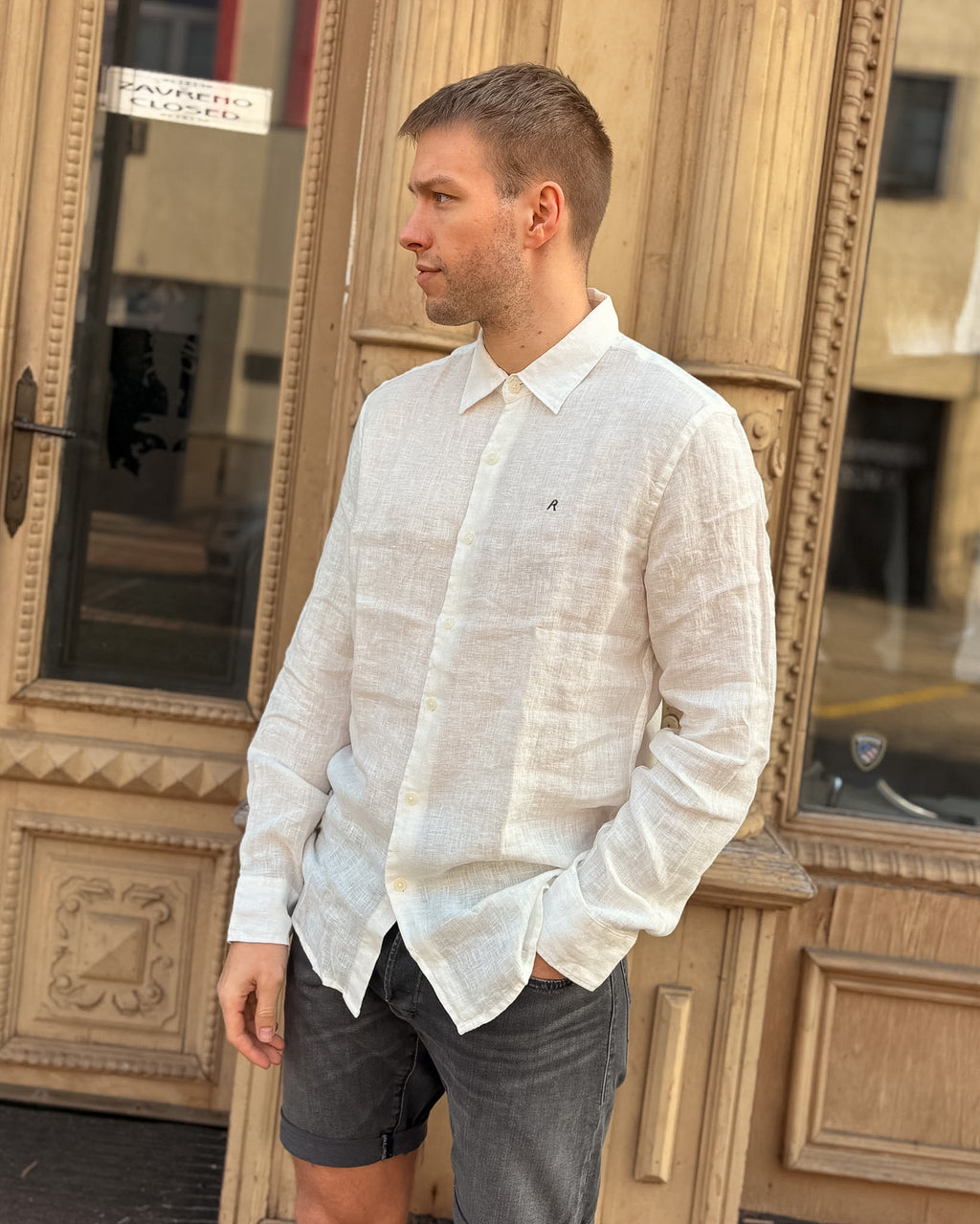 PÁNSKÁ KOŠILE REPLAY REGULAR-FIT Z ČISTÉHO LNU 