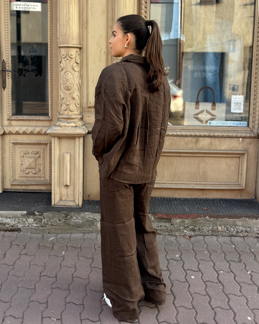 DÁMSKÉ LNĚNÉ KALHOTY REPLAY V PYŽAMOVÉM STYLU