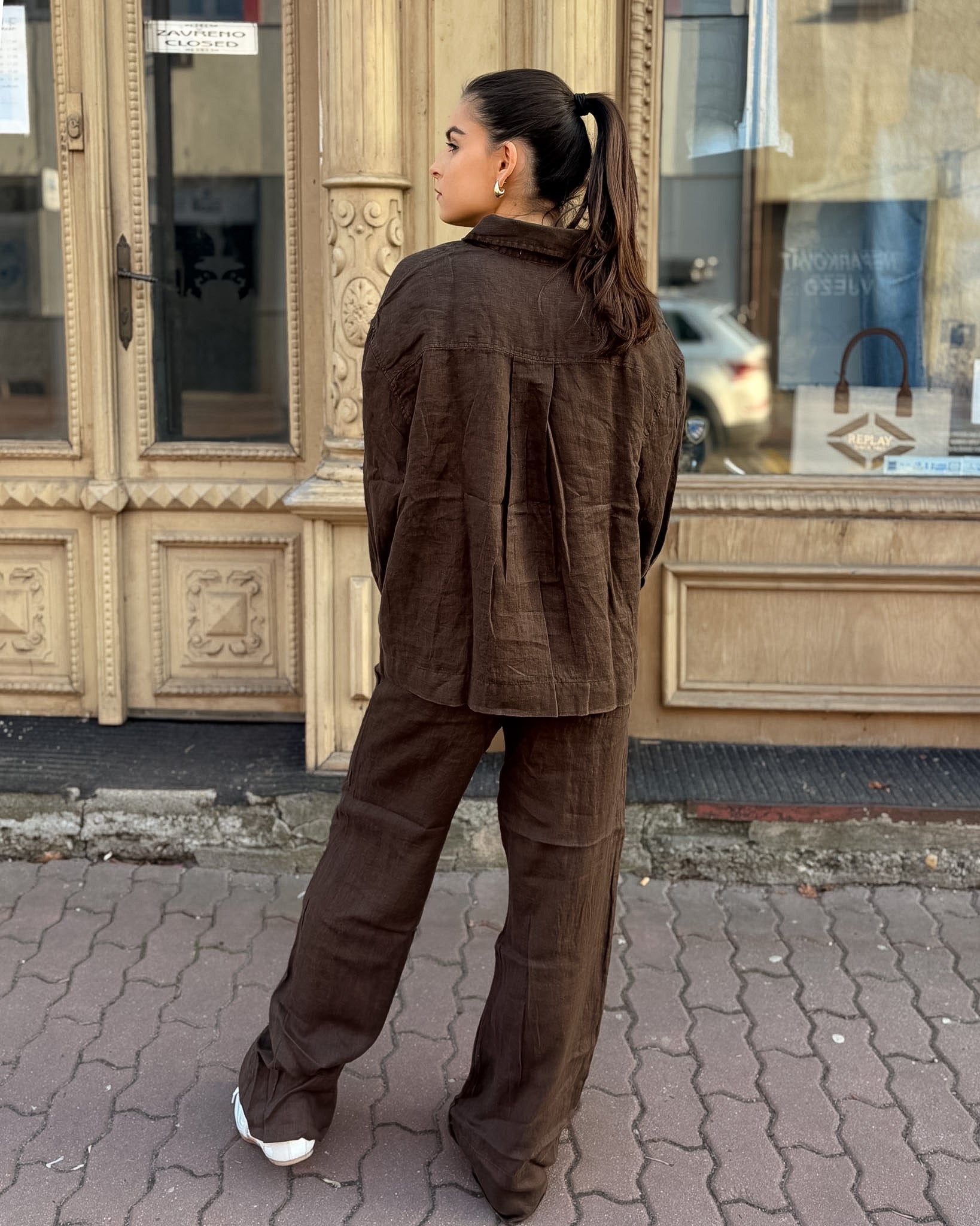 DÁMSKÉ LNĚNÉ KALHOTY REPLAY V PYŽAMOVÉM STYLU