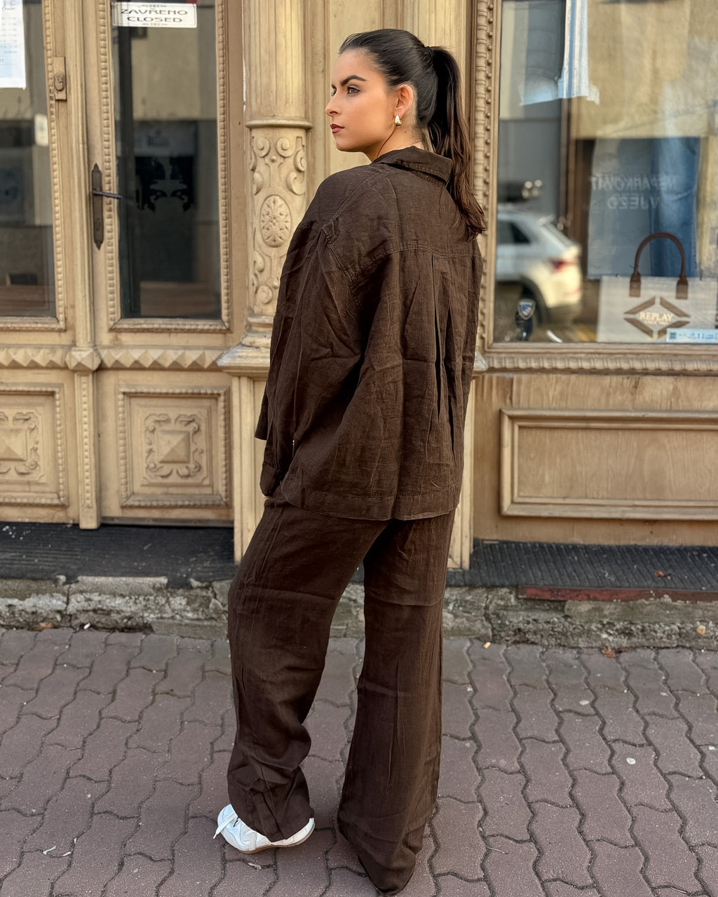 DÁMSKÉ LNĚNÉ KALHOTY REPLAY V PYŽAMOVÉM STYLU