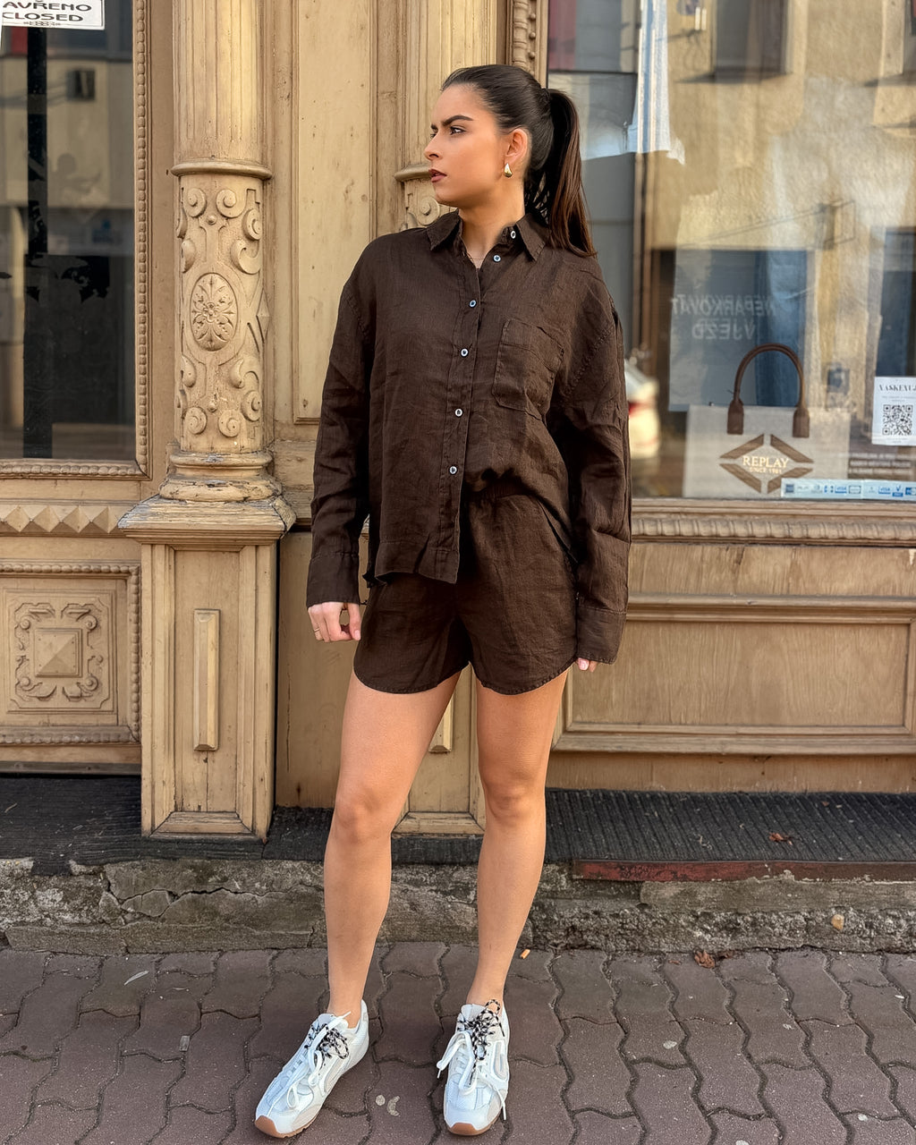 DÁMSKÁ LNĚNÁ KOŠILE REPLAY S DLOUHÝM RUKÁVEM 