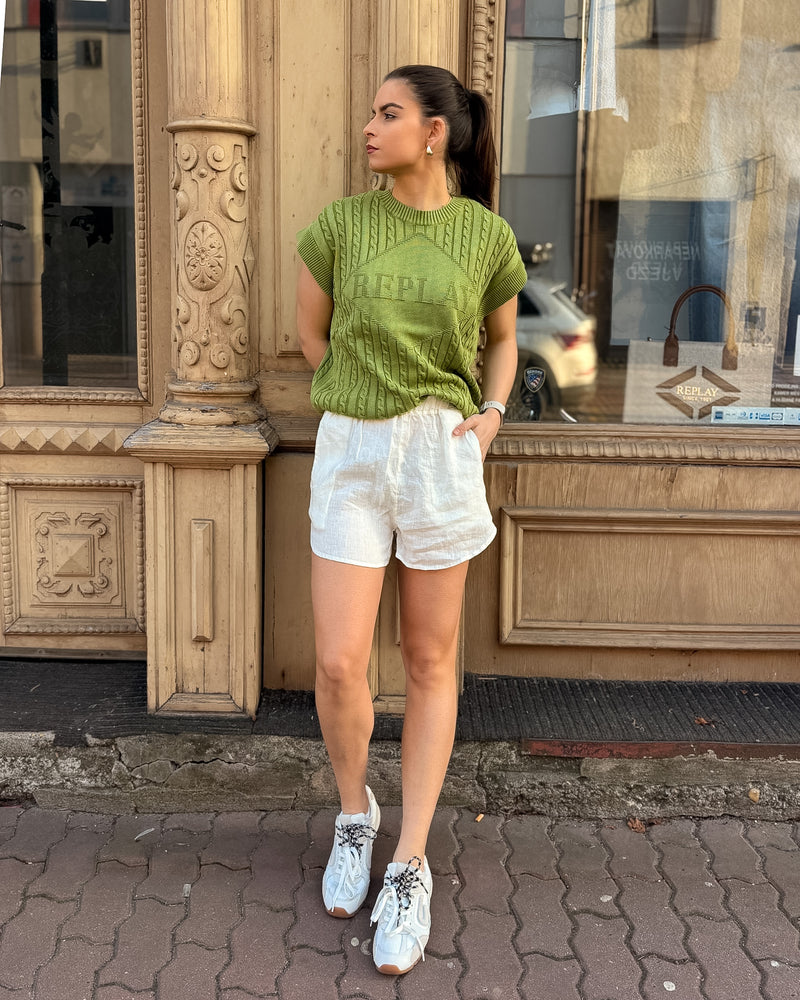 DÁMSKÉ LNĚNÉ KRAŤASY REPLAY S OBLÝMI VÝŘEZY