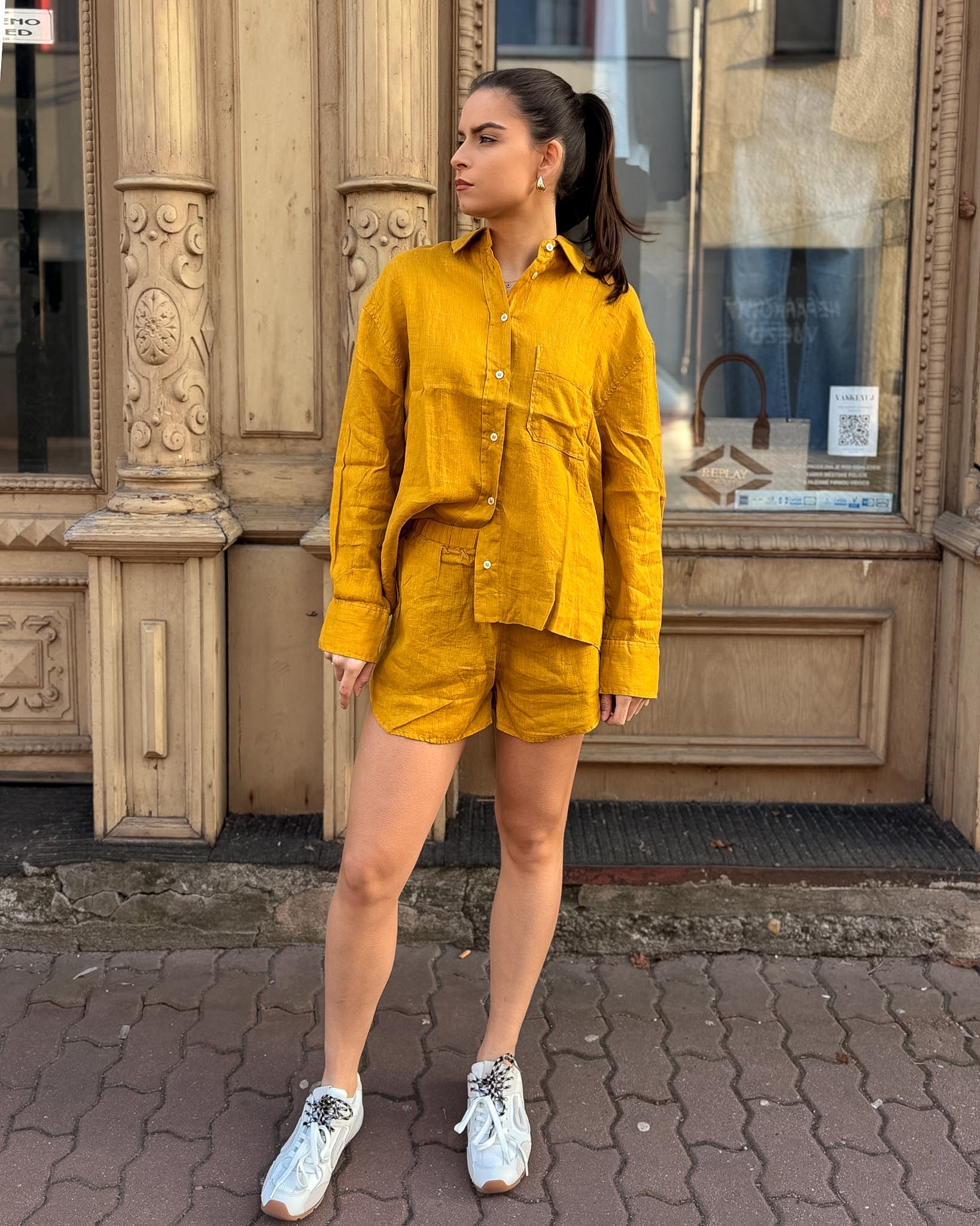 DÁMSKÁ LNĚNÁ KOŠILE REPLAY S DLOUHÝM RUKÁVEM 