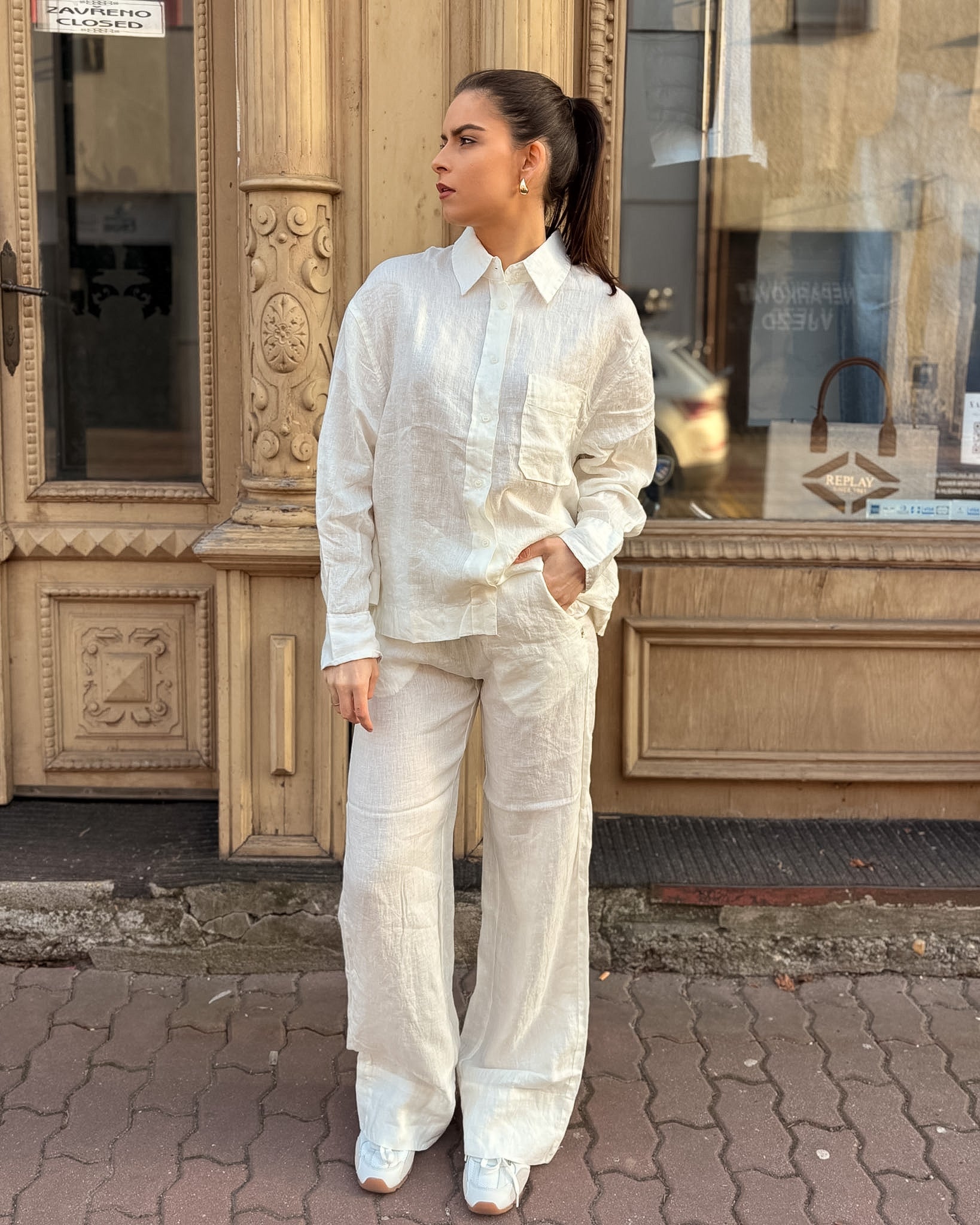 DÁMSKÉ LNĚNÉ KALHOTY REPLAY V PYŽAMOVÉM STYLU