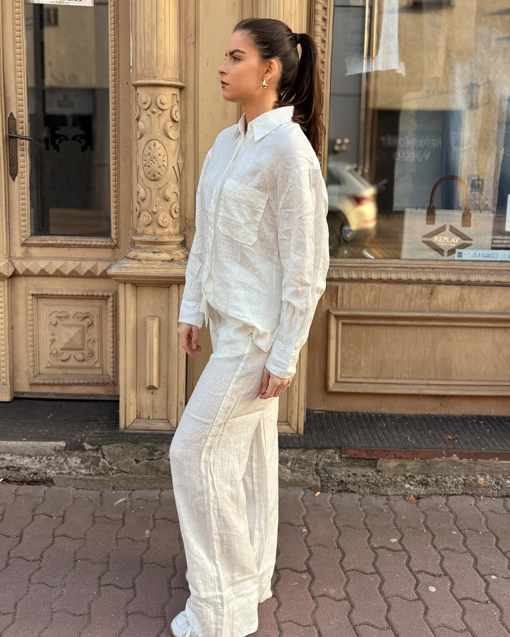 DÁMSKÉ LNĚNÉ KALHOTY REPLAY V PYŽAMOVÉM STYLU