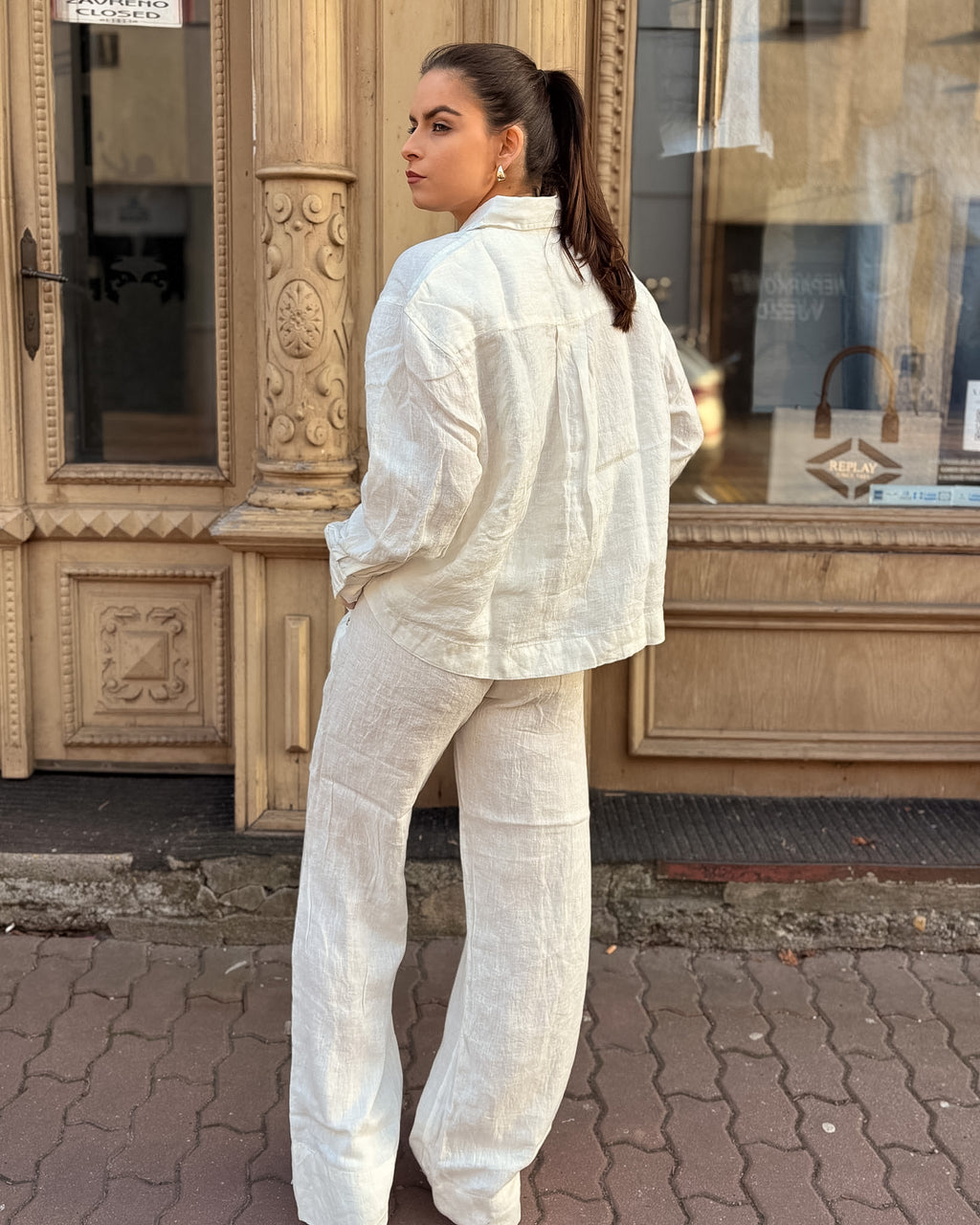 DÁMSKÉ LNĚNÉ KALHOTY REPLAY V PYŽAMOVÉM STYLU