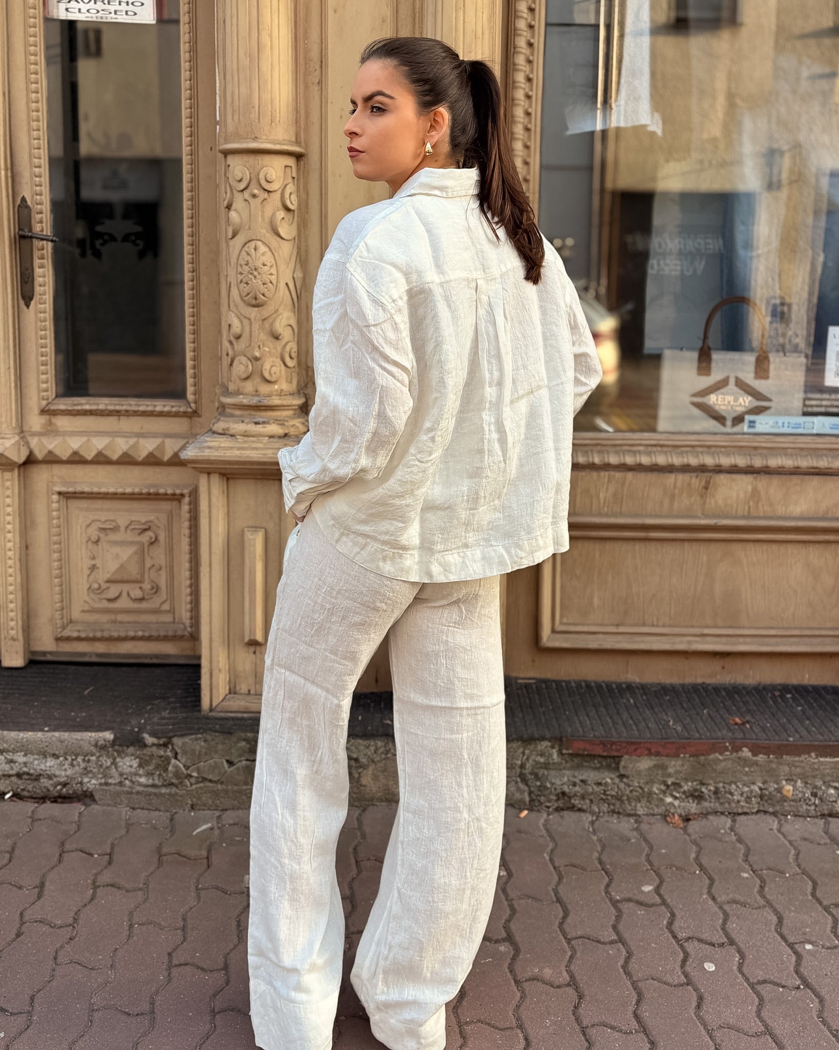 DÁMSKÉ LNĚNÉ KALHOTY REPLAY V PYŽAMOVÉM STYLU