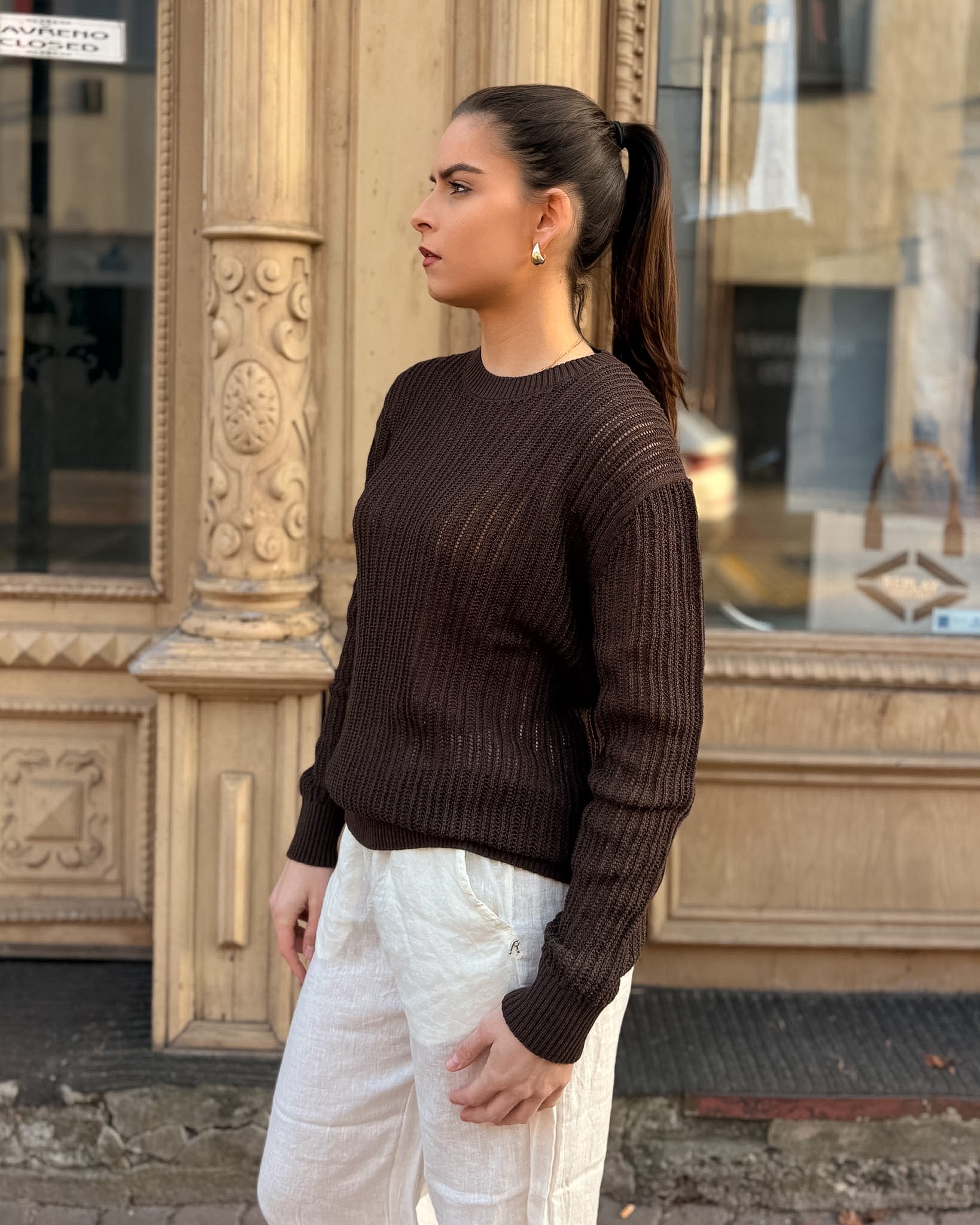 NŐI ÁTLÁTSZÓ REPLAY PULÓVER PAMUTBÓL ÉS NYLONBÓL