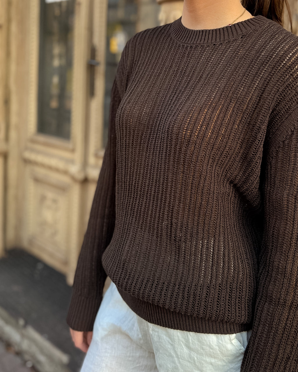 NŐI ÁTLÁTSZÓ REPLAY PULÓVER PAMUTBÓL ÉS NYLONBÓL