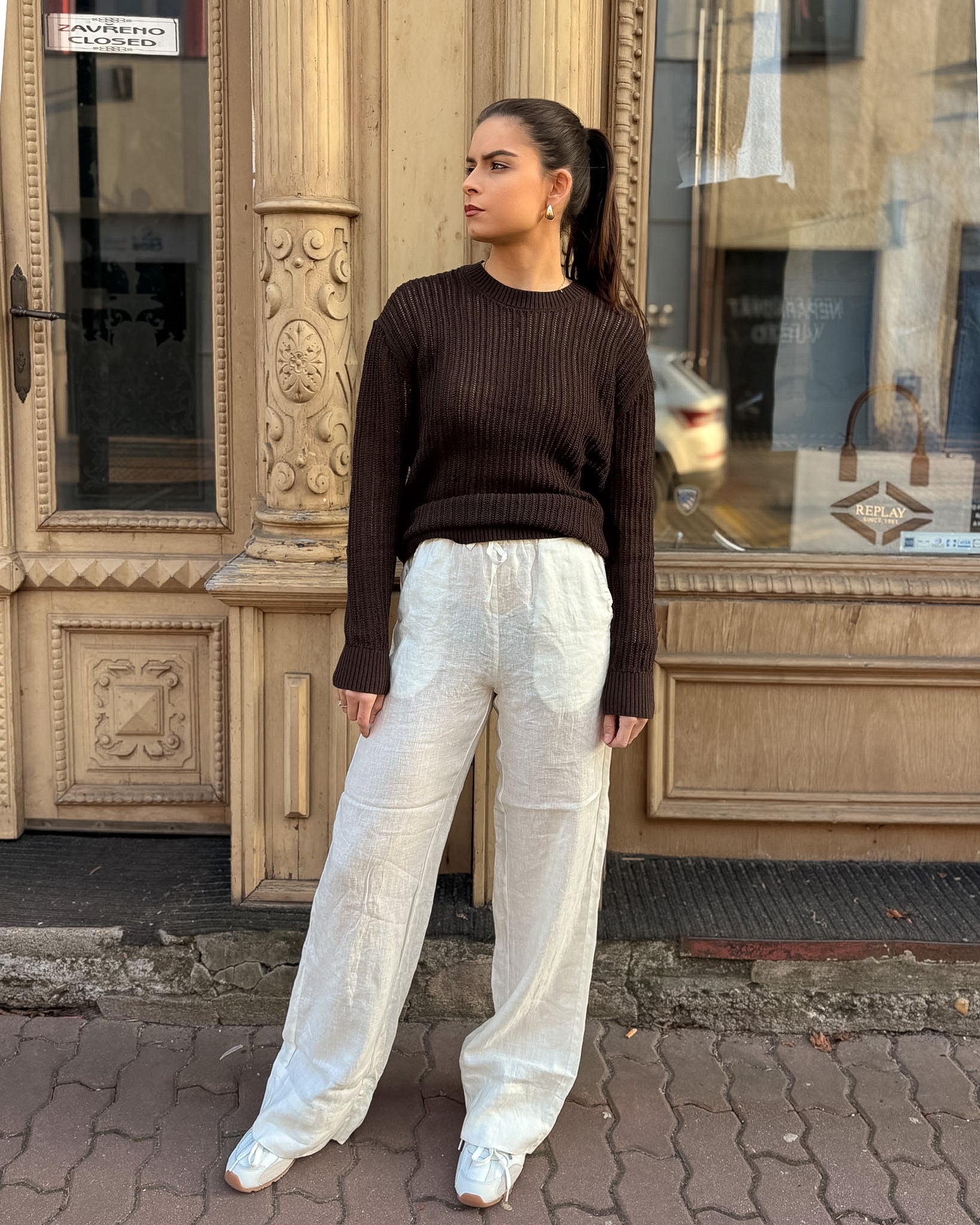 NŐI ÁTLÁTSZÓ REPLAY PULÓVER PAMUTBÓL ÉS NYLONBÓL