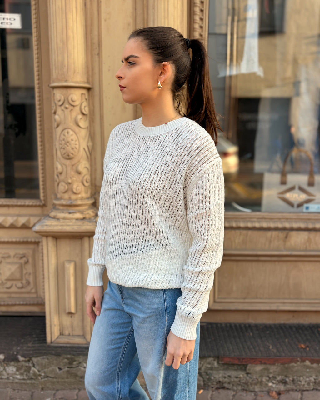 NŐI ÁTLÁTSZÓ REPLAY PULÓVER PAMUTBÓL ÉS NYLONBÓL