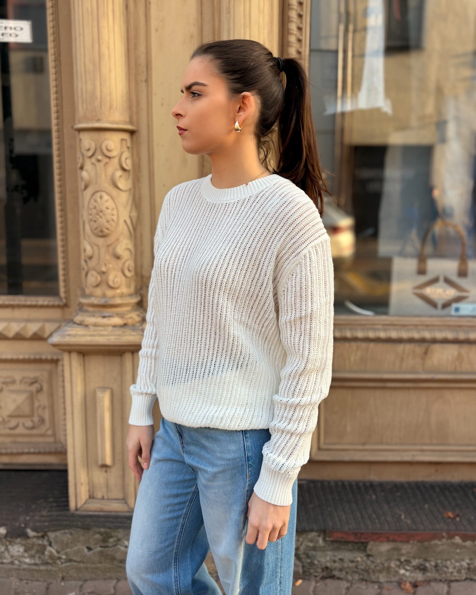 DÁMSKÝ PRŮSVITNÝ SVETR REPLAY Z BAVLNY A NYLONU 