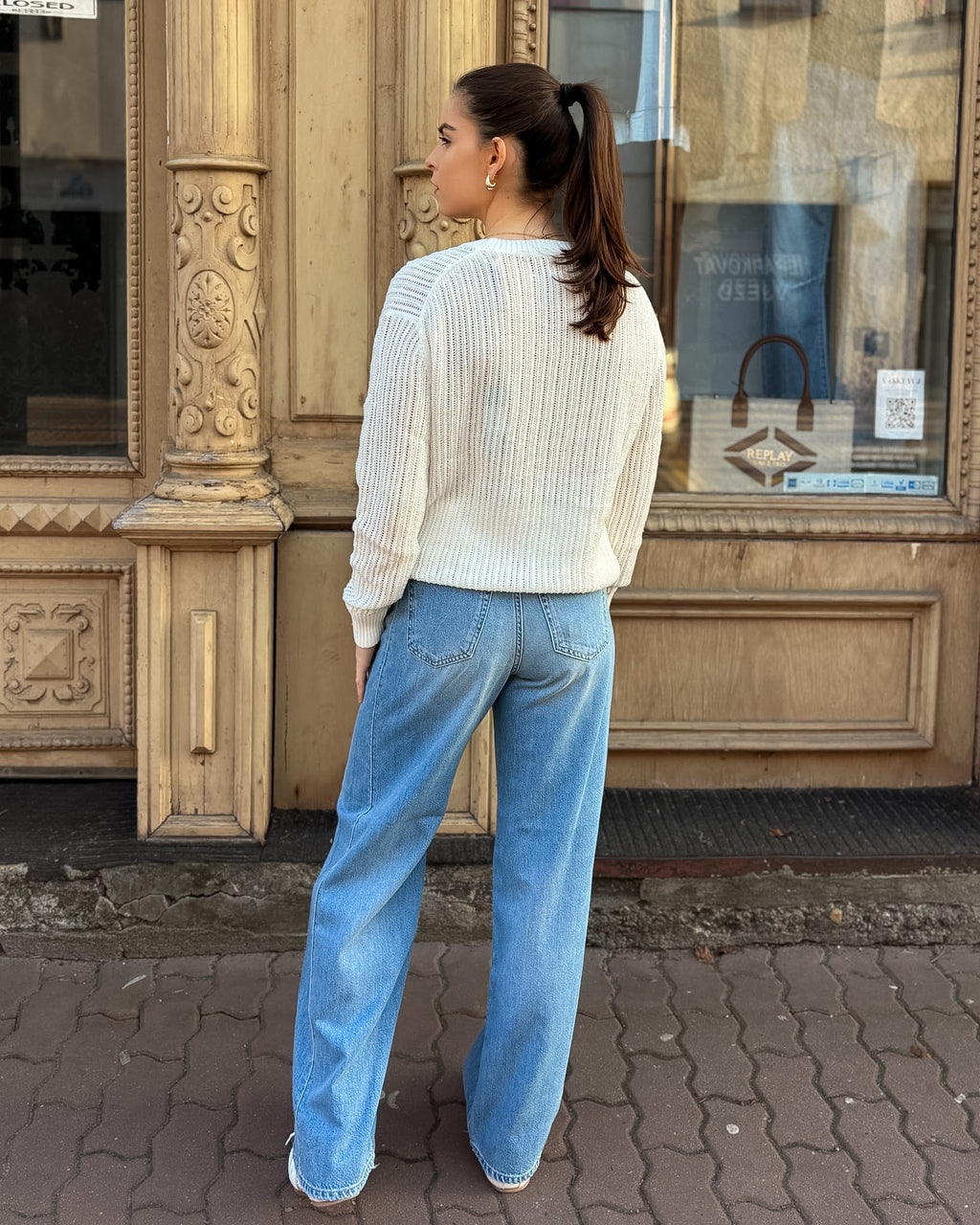 NŐI ÁTLÁTSZÓ REPLAY PULÓVER PAMUTBÓL ÉS NYLONBÓL