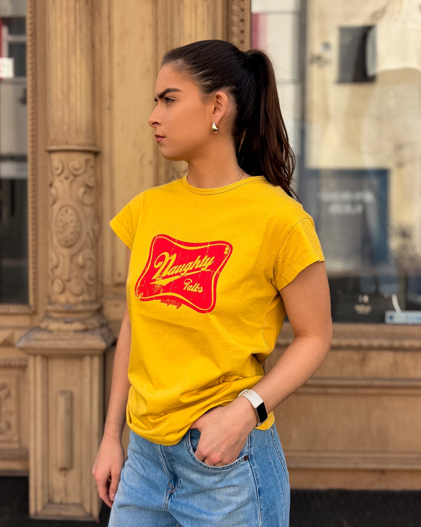 DÁMSKÉ TRIČKO REPLAY Z ÚPLETU S VINATGE POTISKEM - W3809 .000.22658D