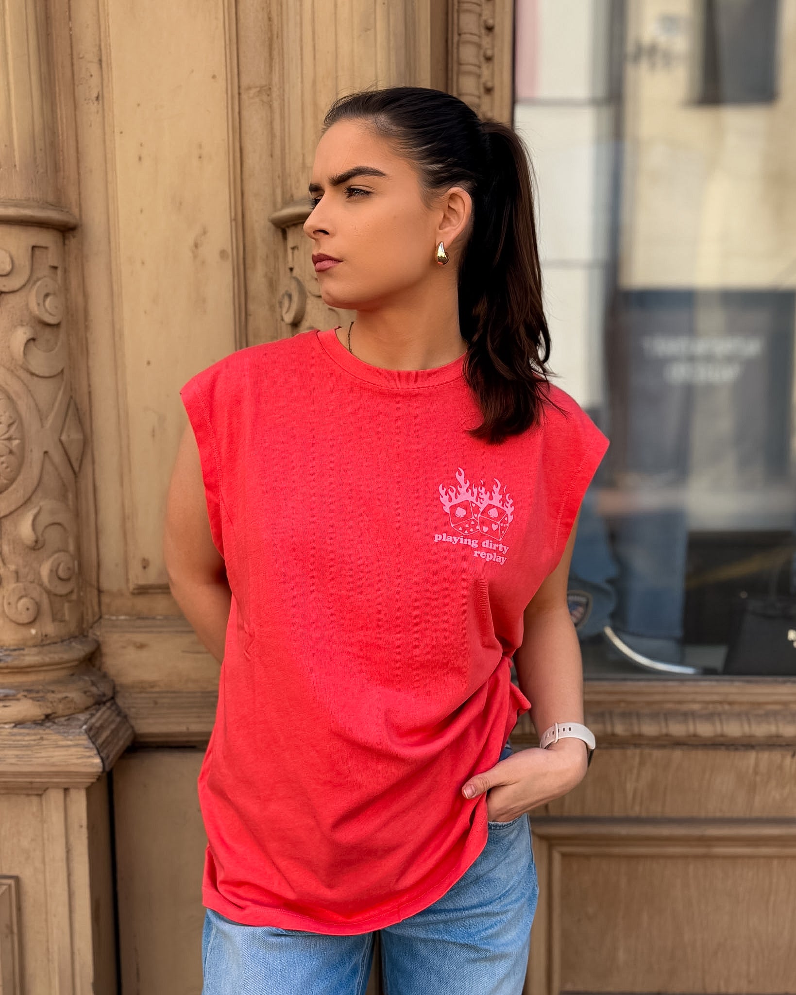 DÁMSKÉ TRIČKO REPLAY BEZ RUKÁVŮ “PLAYING DIRTY” - W3409F.000.23792D