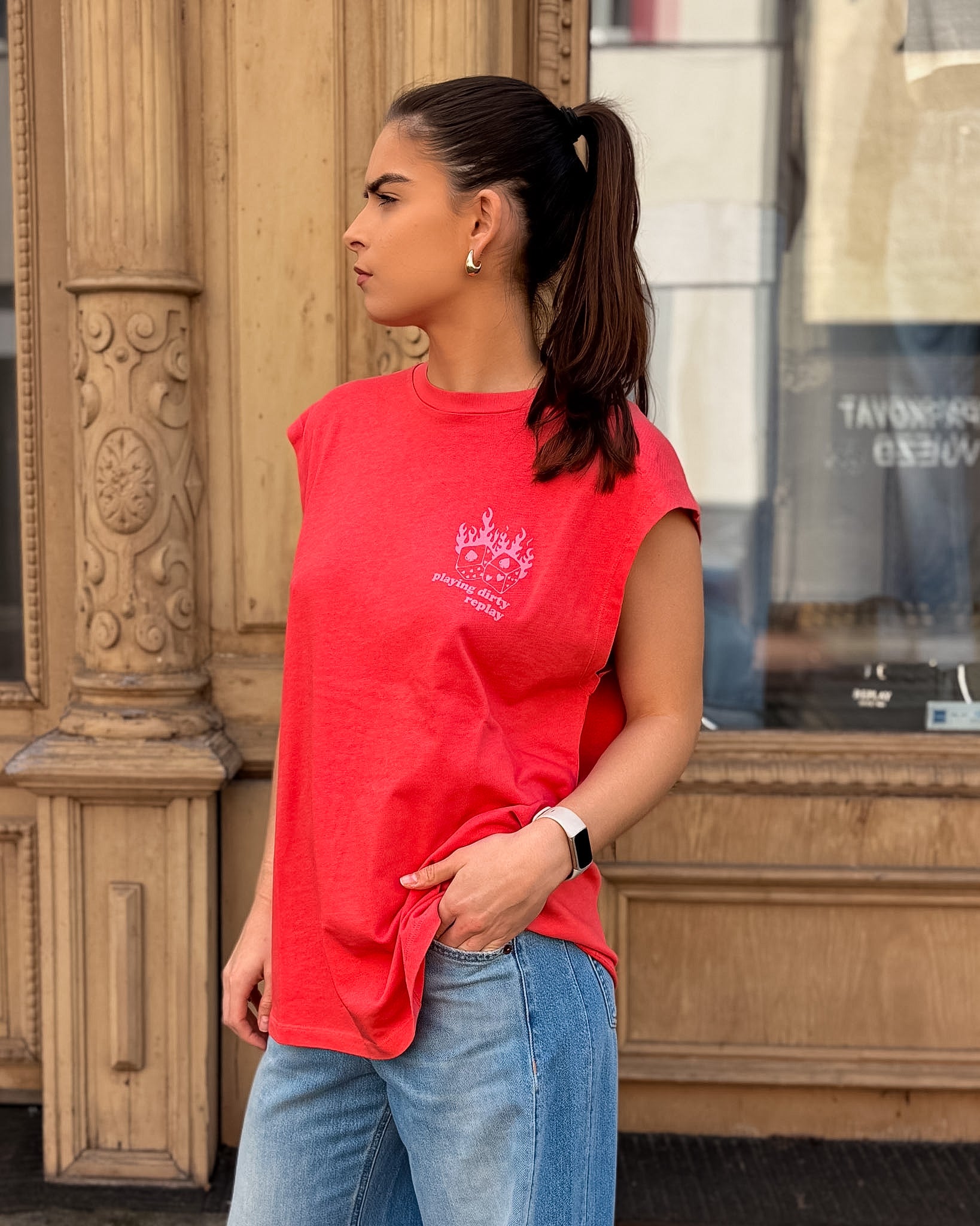 DÁMSKÉ TRIČKO REPLAY BEZ RUKÁVŮ “PLAYING DIRTY” - W3409F.000.23792D
