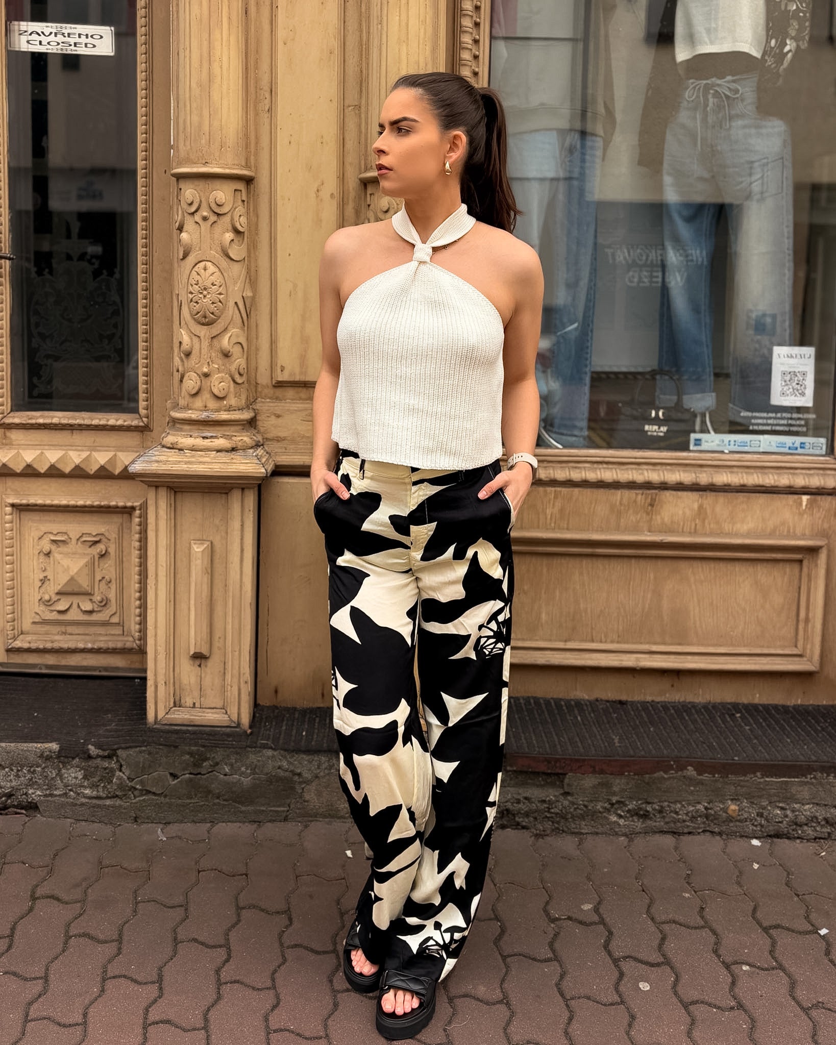 DÁMSKE NOHAVICE REPLAY S CELOPLOŠNÝM VZOROM