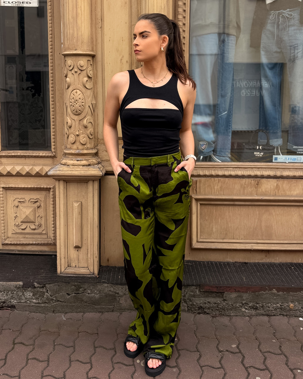 DÁMSKE NOHAVICE REPLAY S CELOPLOŠNÝM VZOROM