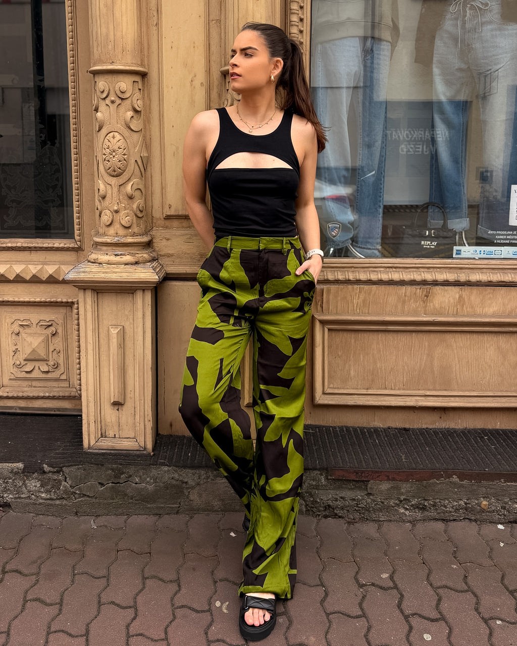 DÁMSKE NOHAVICE REPLAY S CELOPLOŠNÝM VZOROM